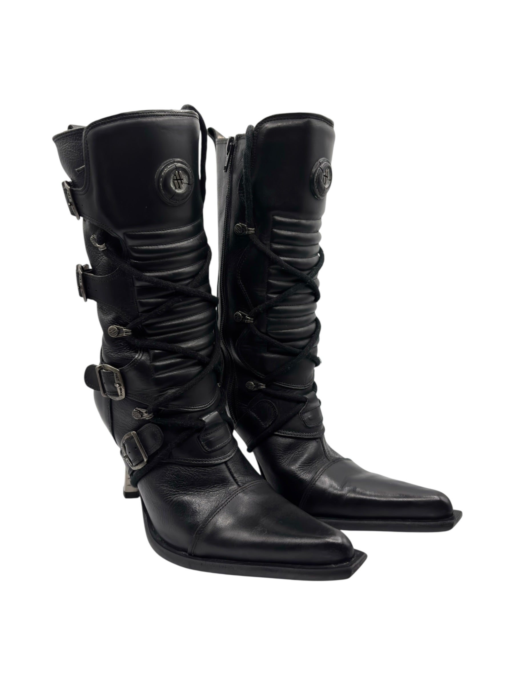 Vintage New Rock biker heels size 38