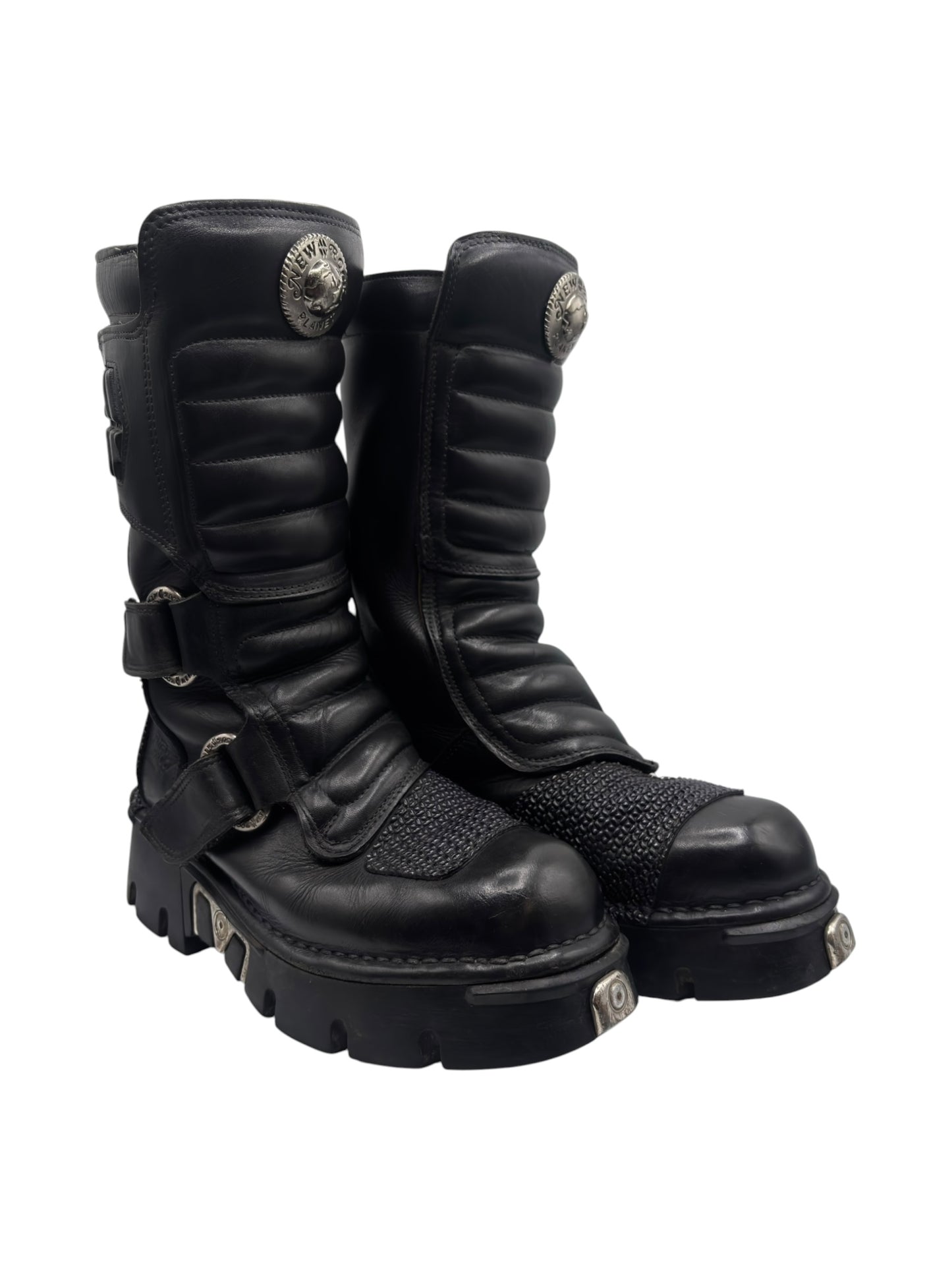 Vintage New Rock knee high velcro leather platform boots