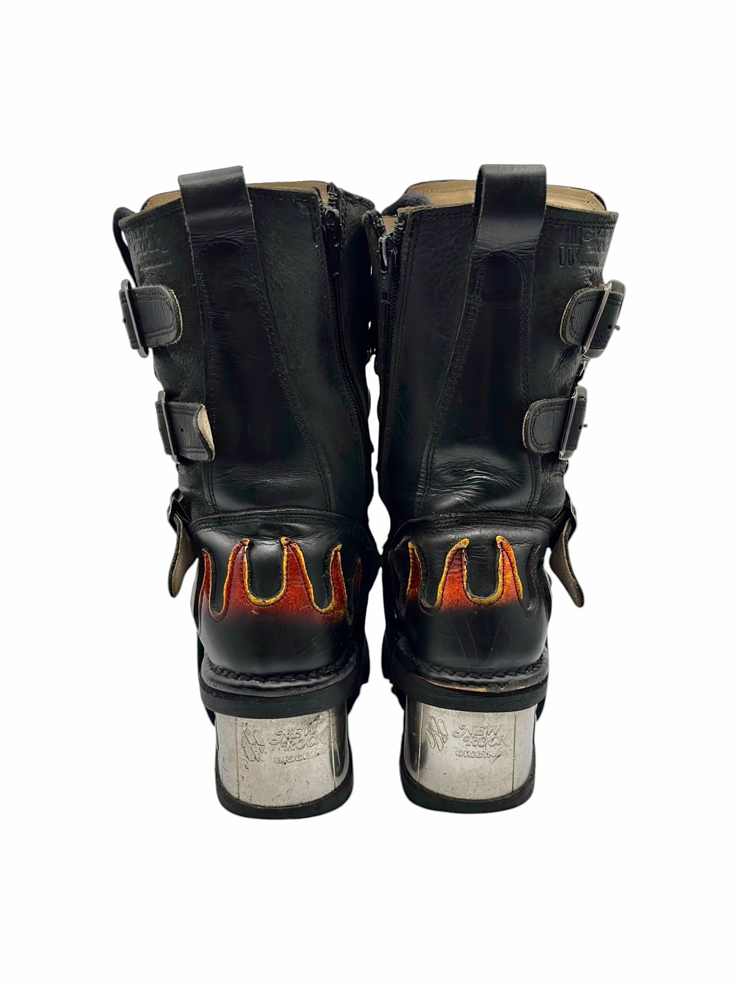 Vintage New Rock flame leather mid-calf boots size 38