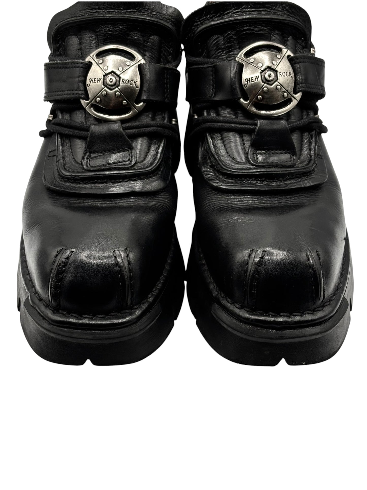 Vintage New Rock atom black leather platform boots
