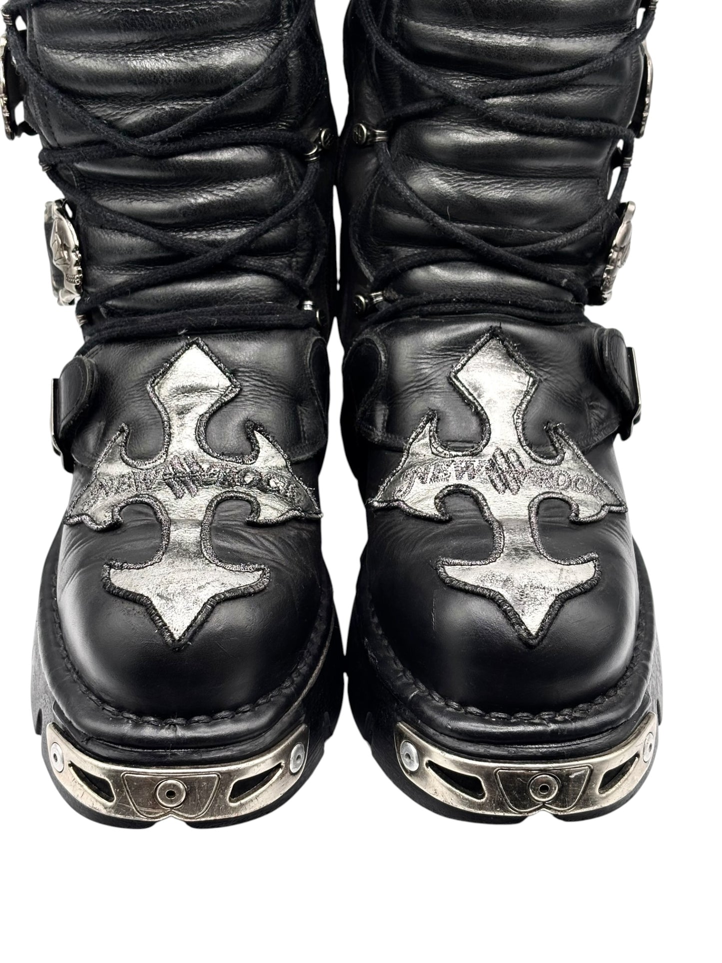 Vintage New Rock knee high cross reactor leather boots