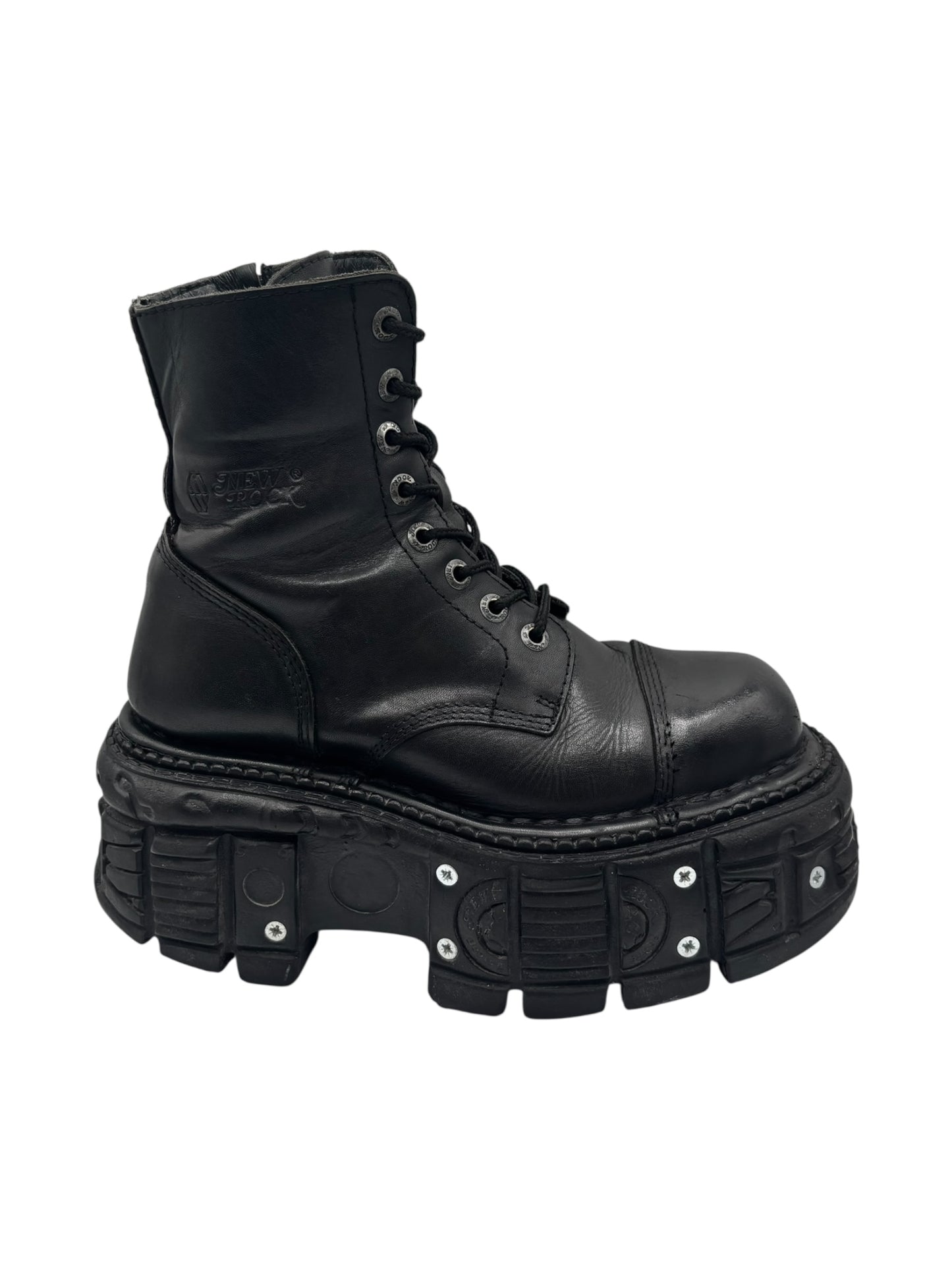 Vintage New Rock techno leather platform boots size 37