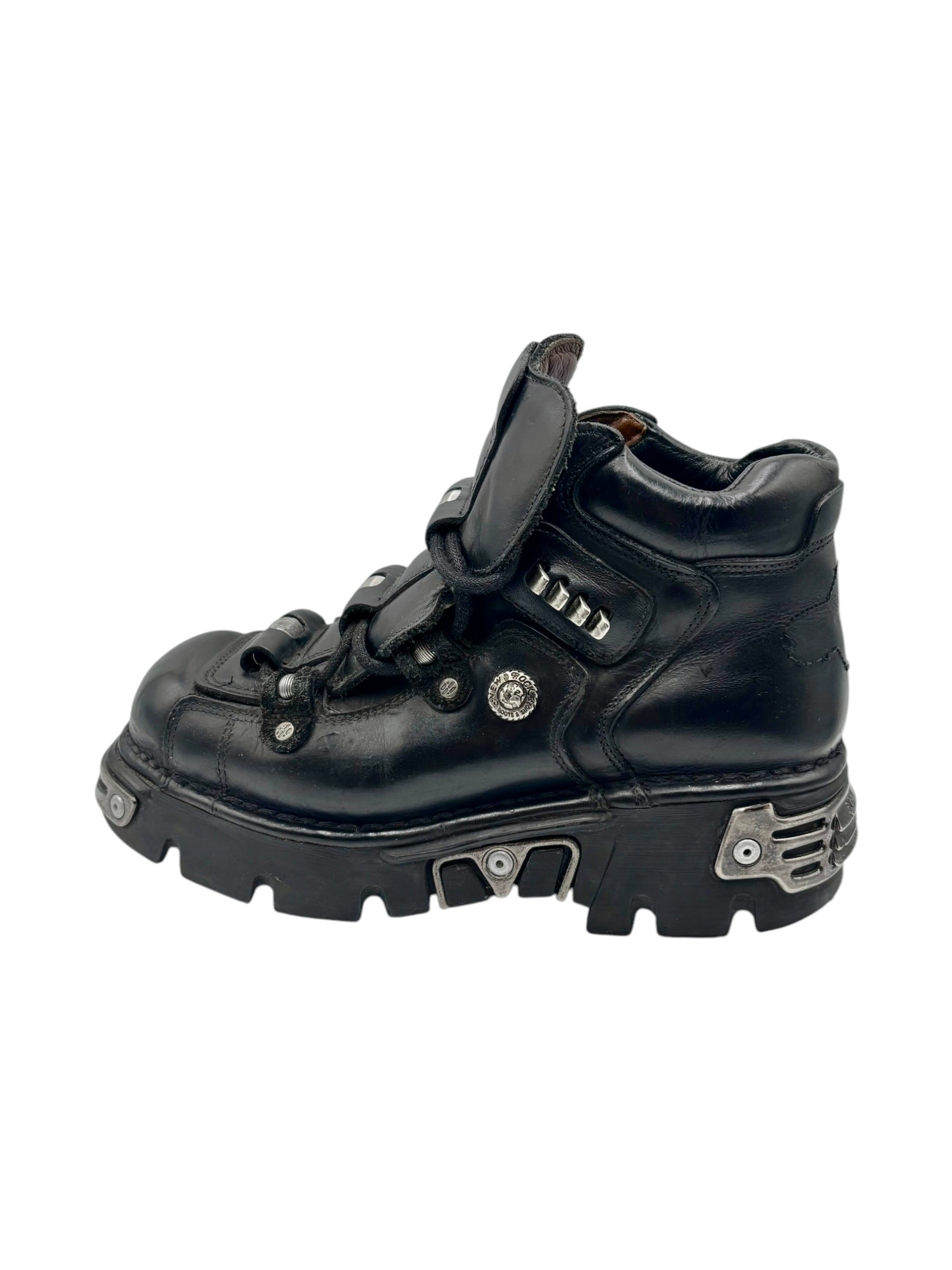 Vintage New Rock techno leather platform boots size 43