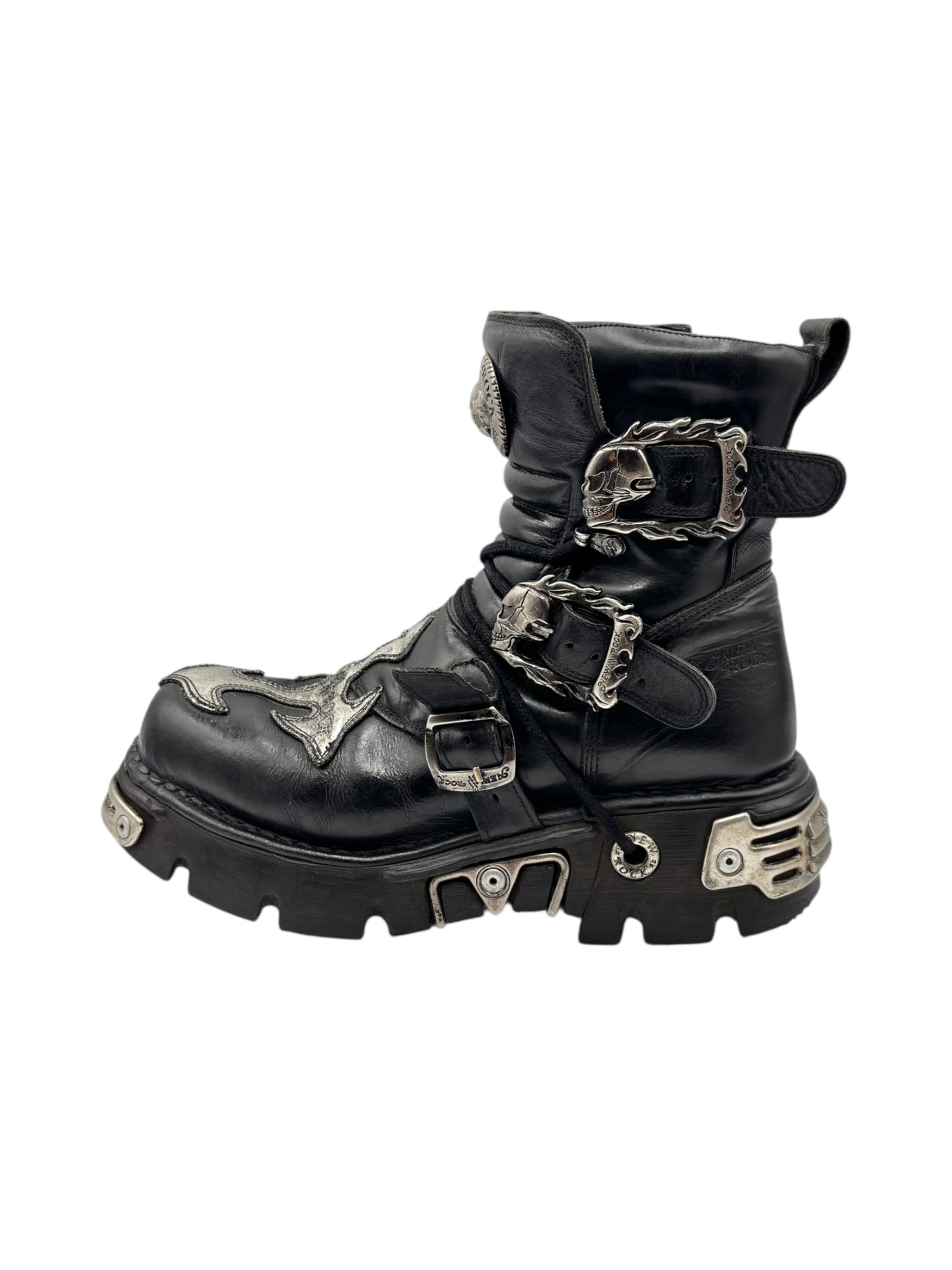 Vintage New Rock cross reactor leather platform boots size 43