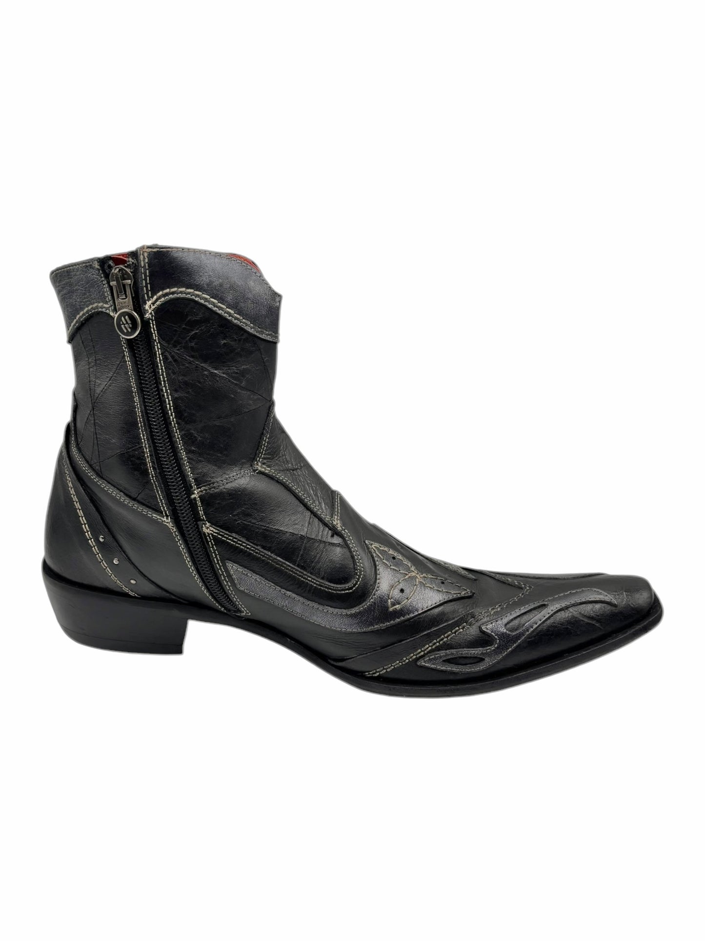 Vintage New Rock black leather cowboy boots size 43