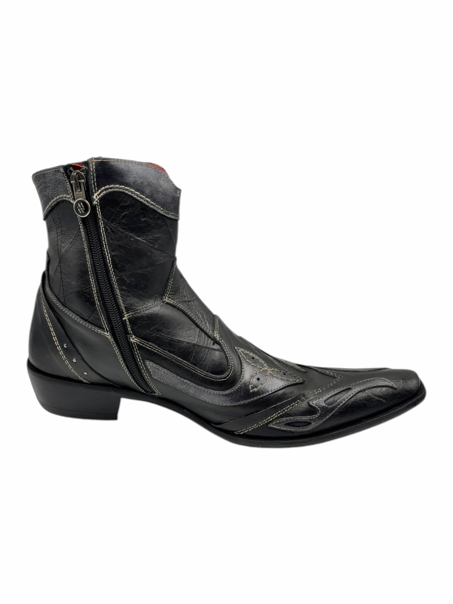 Vintage New Rock black leather cowboy boots size 43