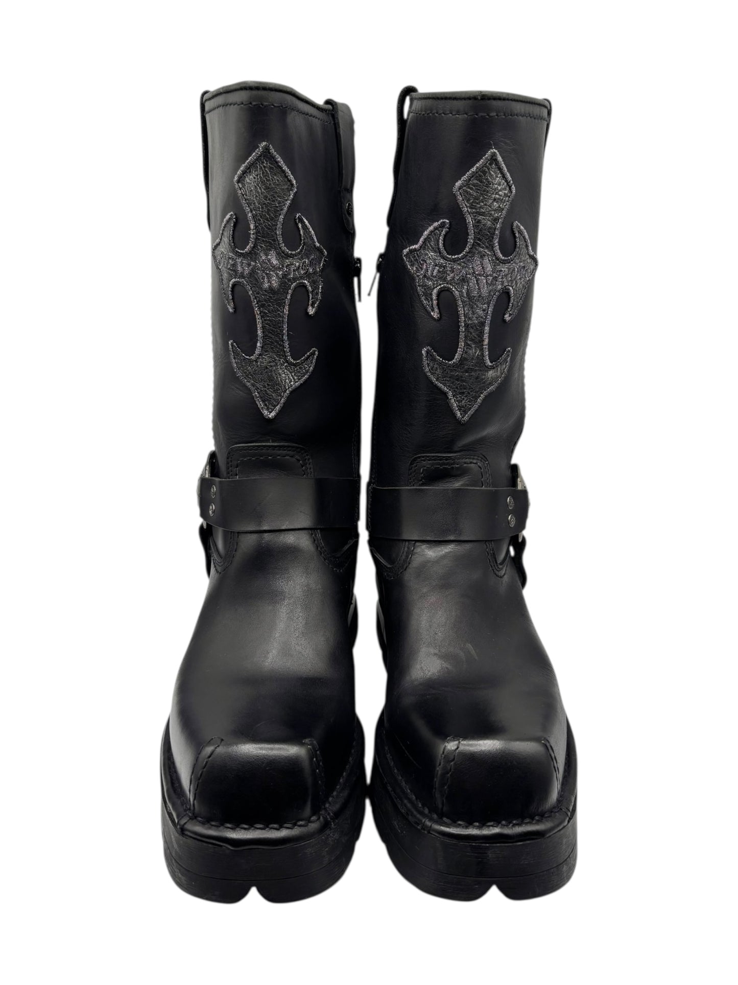 Vintage New Rock leather biker boots size 44