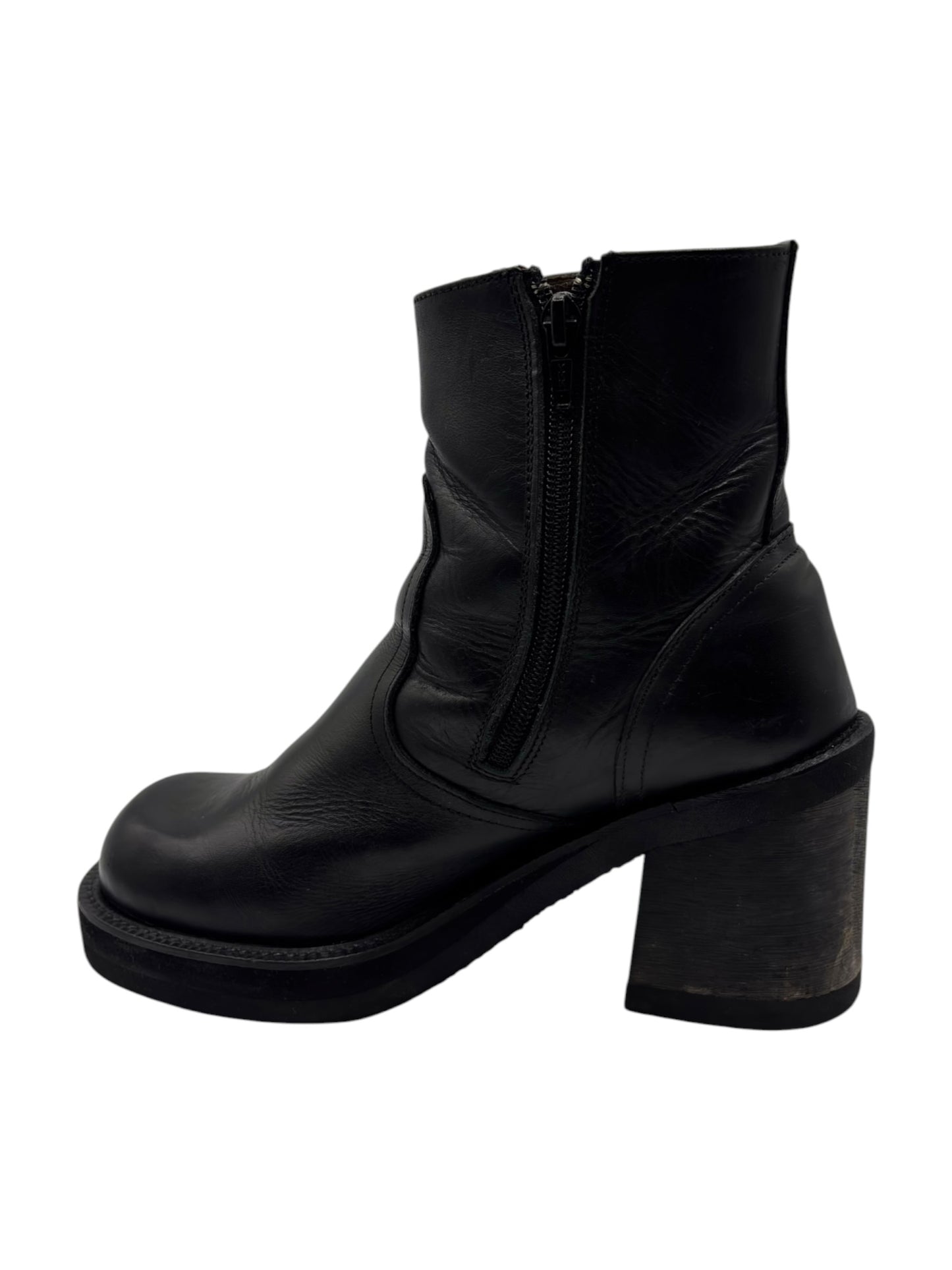 Vintage Destroy black block platform leather boots