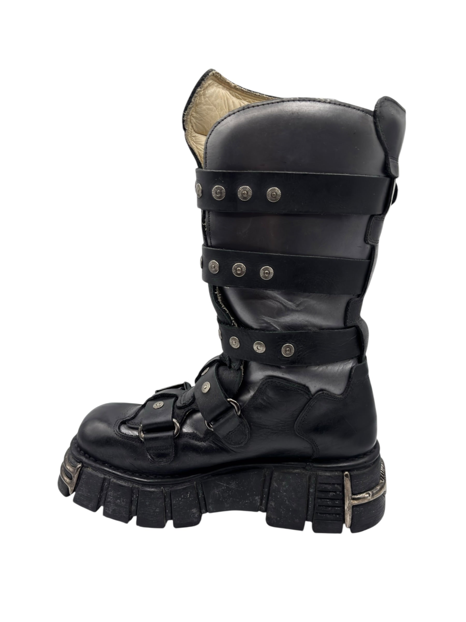 Vintage New Rock knee high studded platform boots size 43