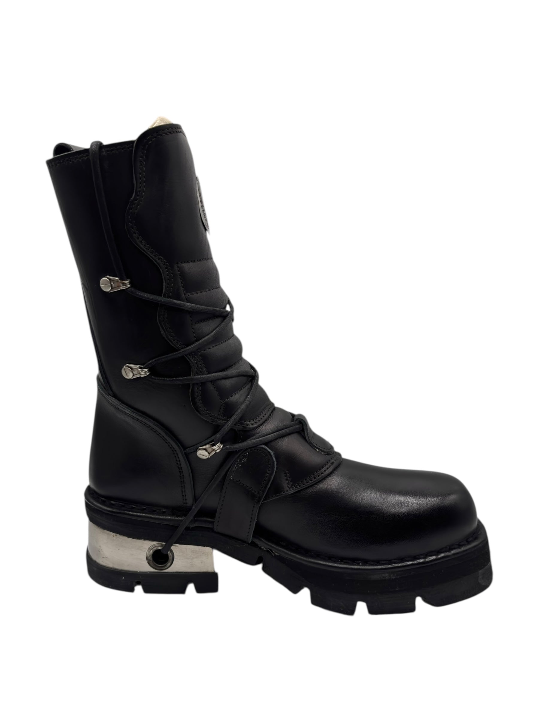 Vintage New Rock buckled raised-heel mid-calf leather boots size 40