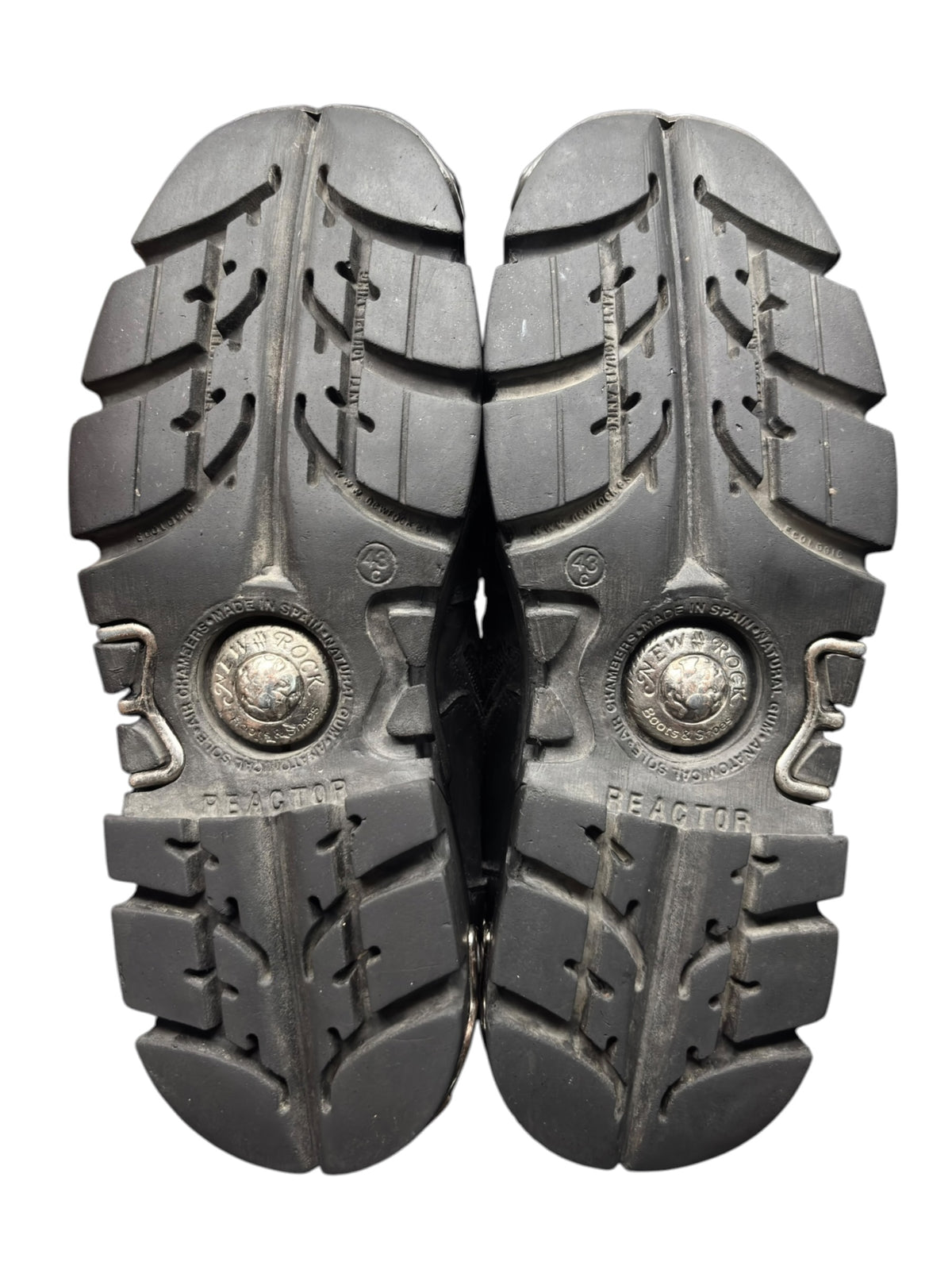 Pair of New Rock platform boot outsoles with chunky tread and side grips