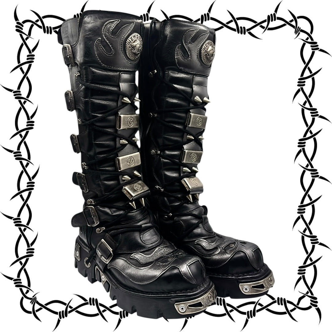 Vintage New Rock knee high reactor leather boots size 42