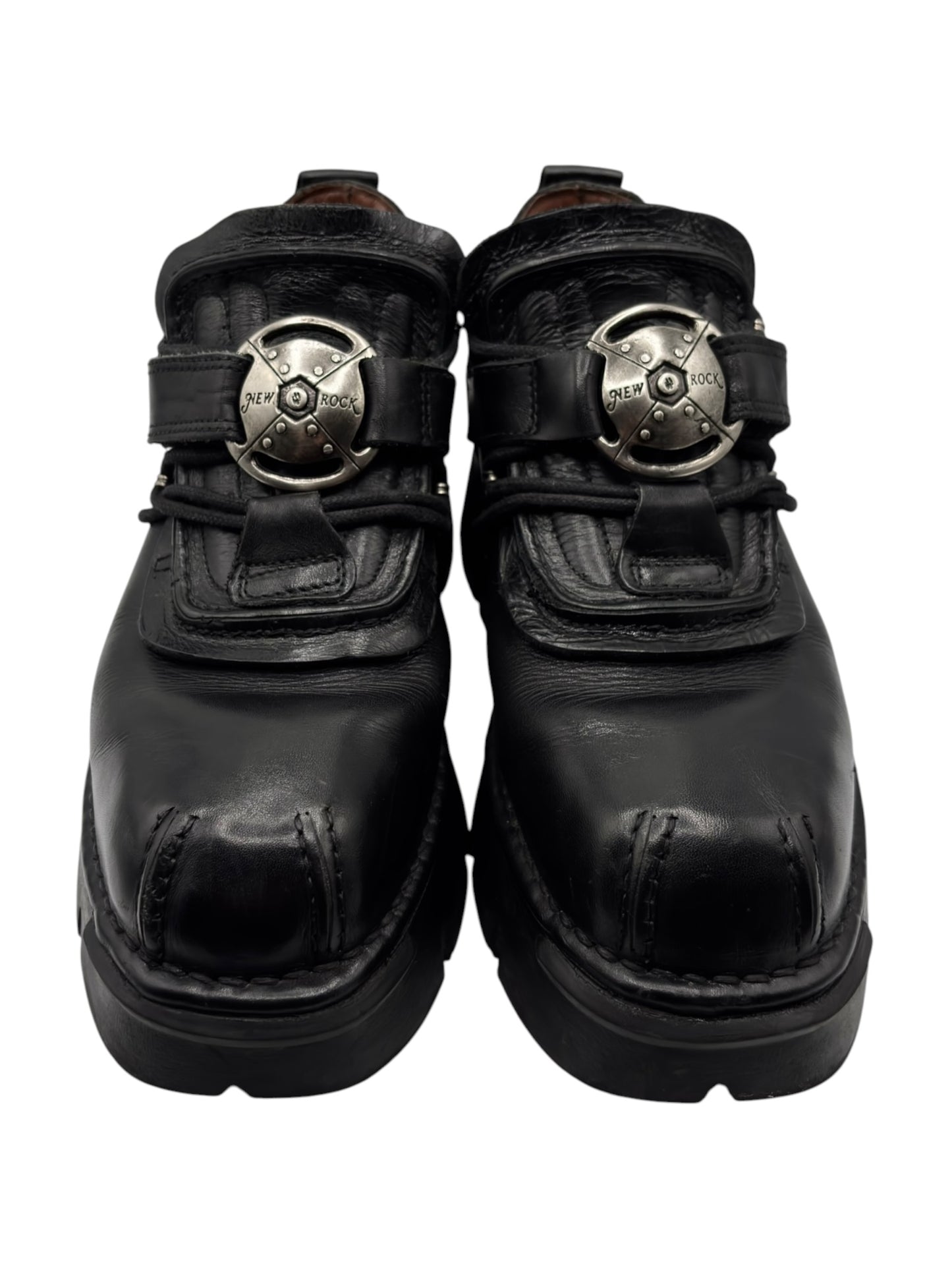 Vintage New Rock atom black leather platform boots
