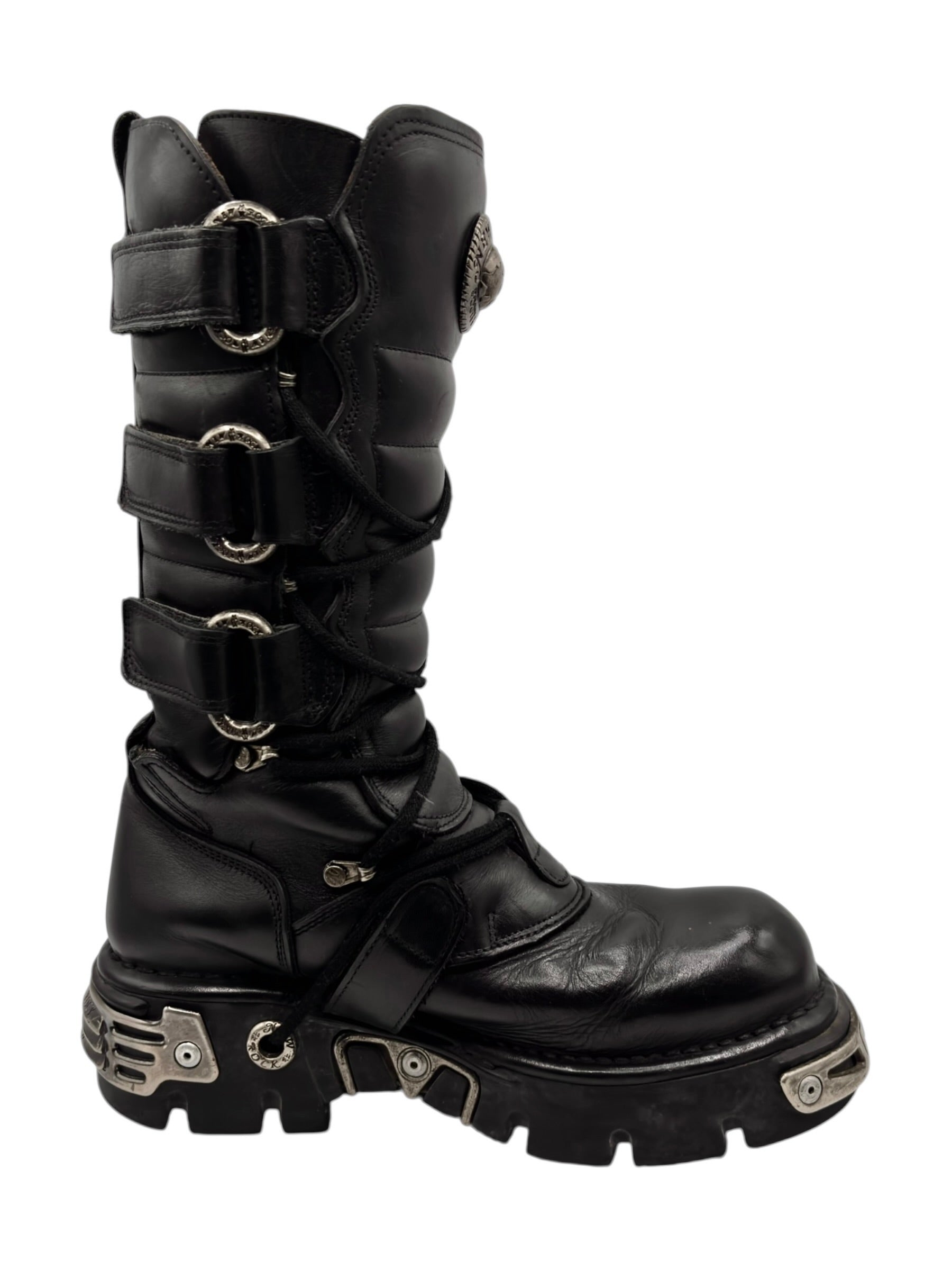 Vintage New Rock knee high reactor leather boots size 41