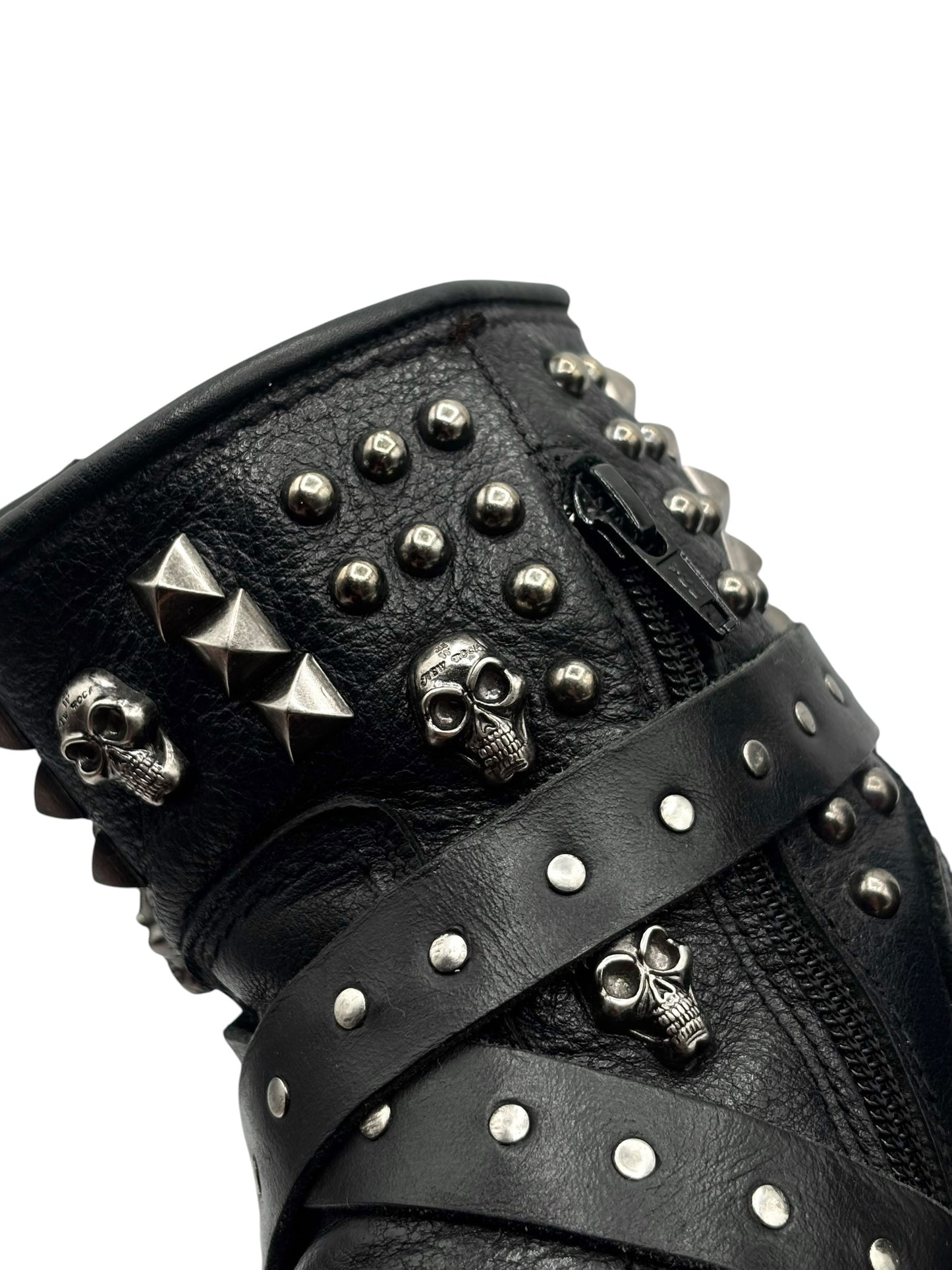 Vintage New Rock leather studded strap biker boots