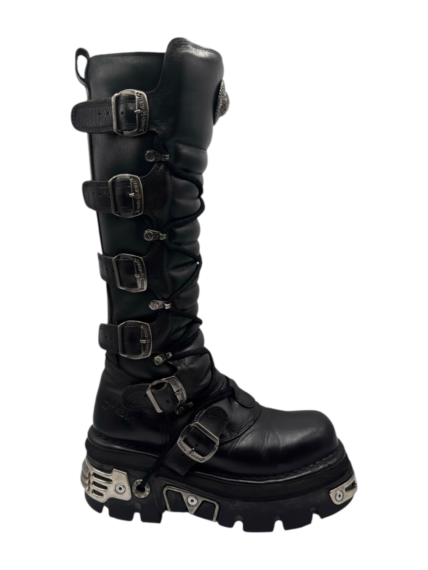 Vintage New Rock knee high reactor leather boots size 38
