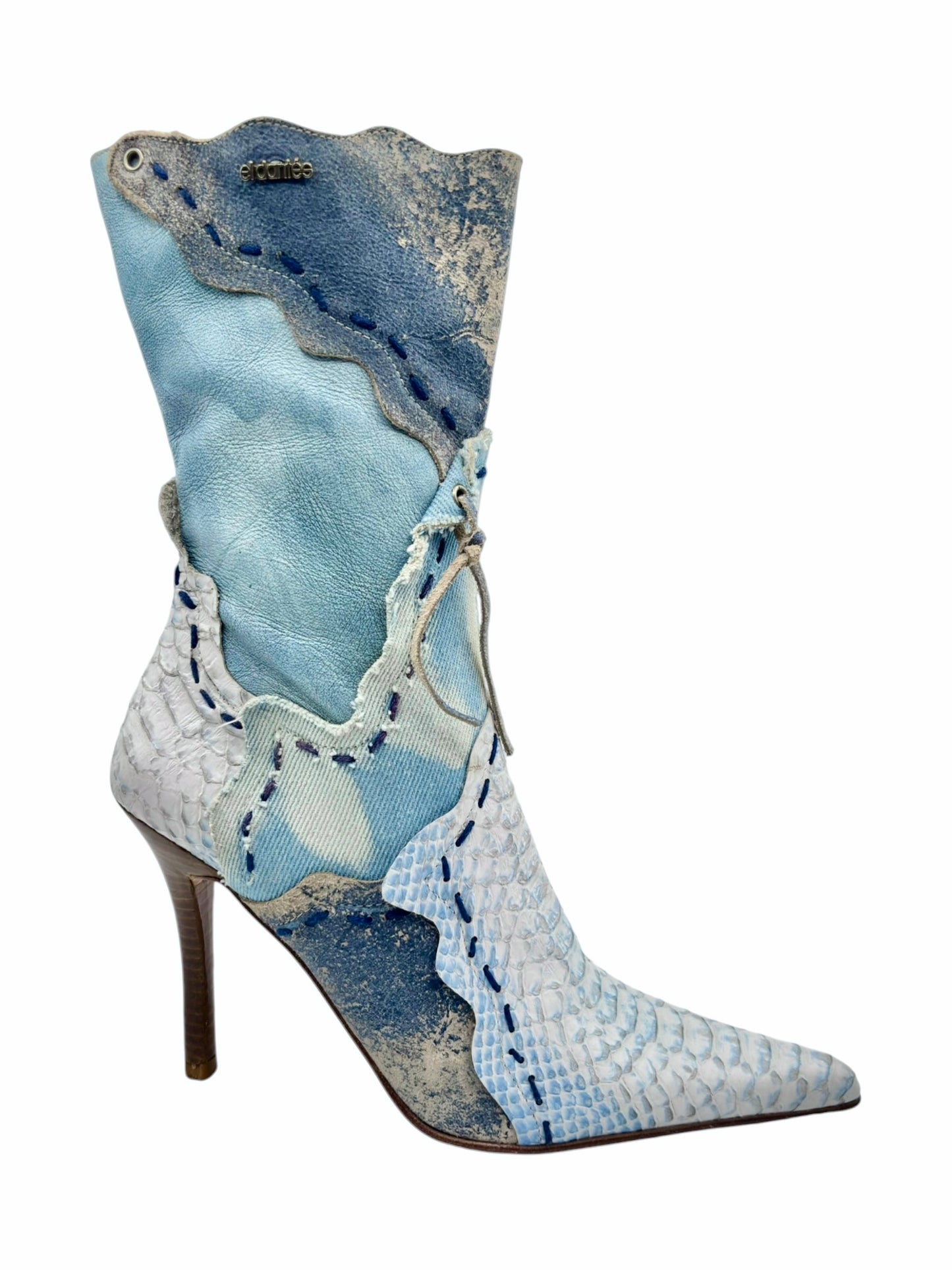 Beautiful vintage El Dantes light blue snake leather heels
