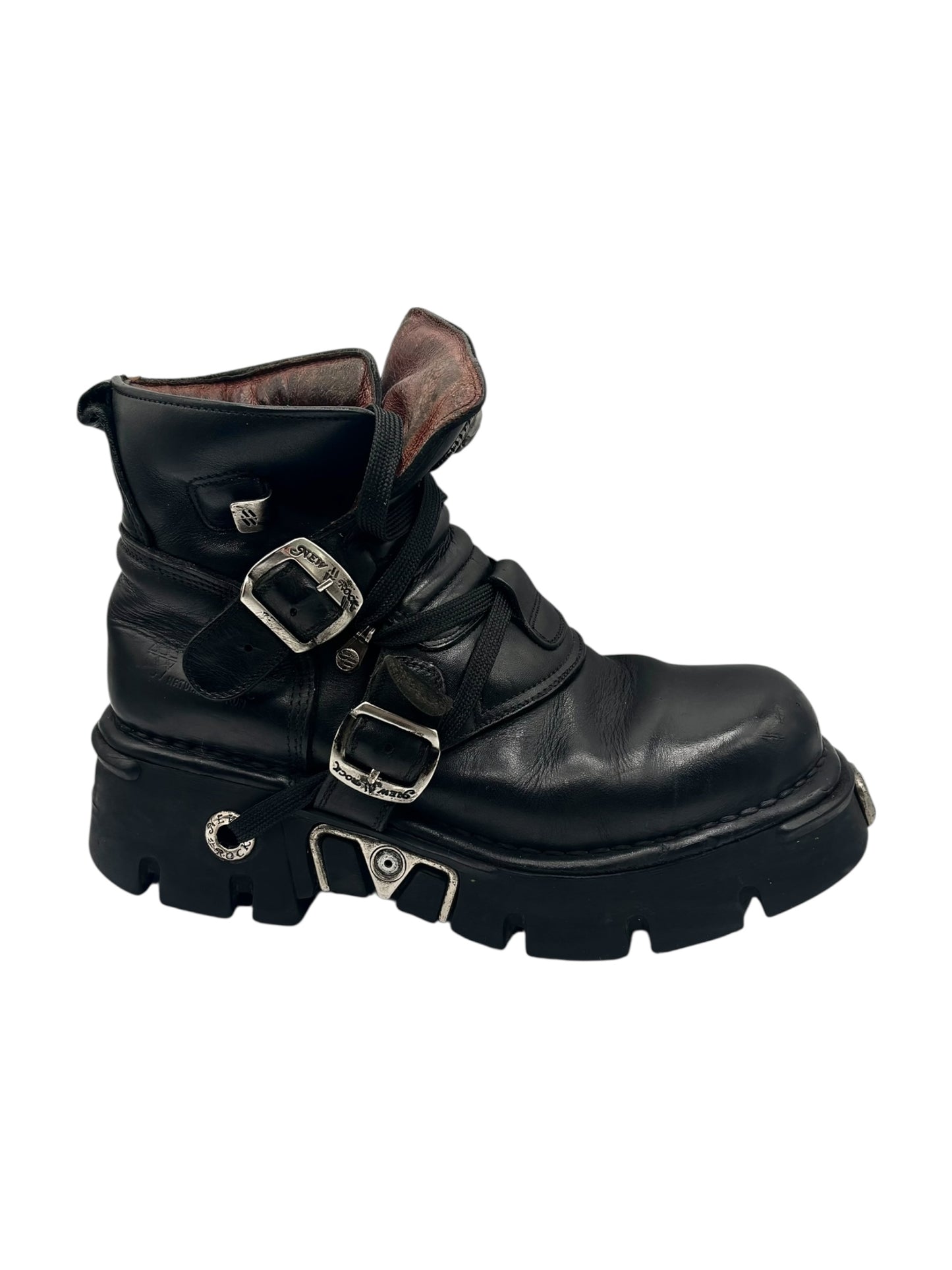 Vintage New Rock leather buckle boots size 41