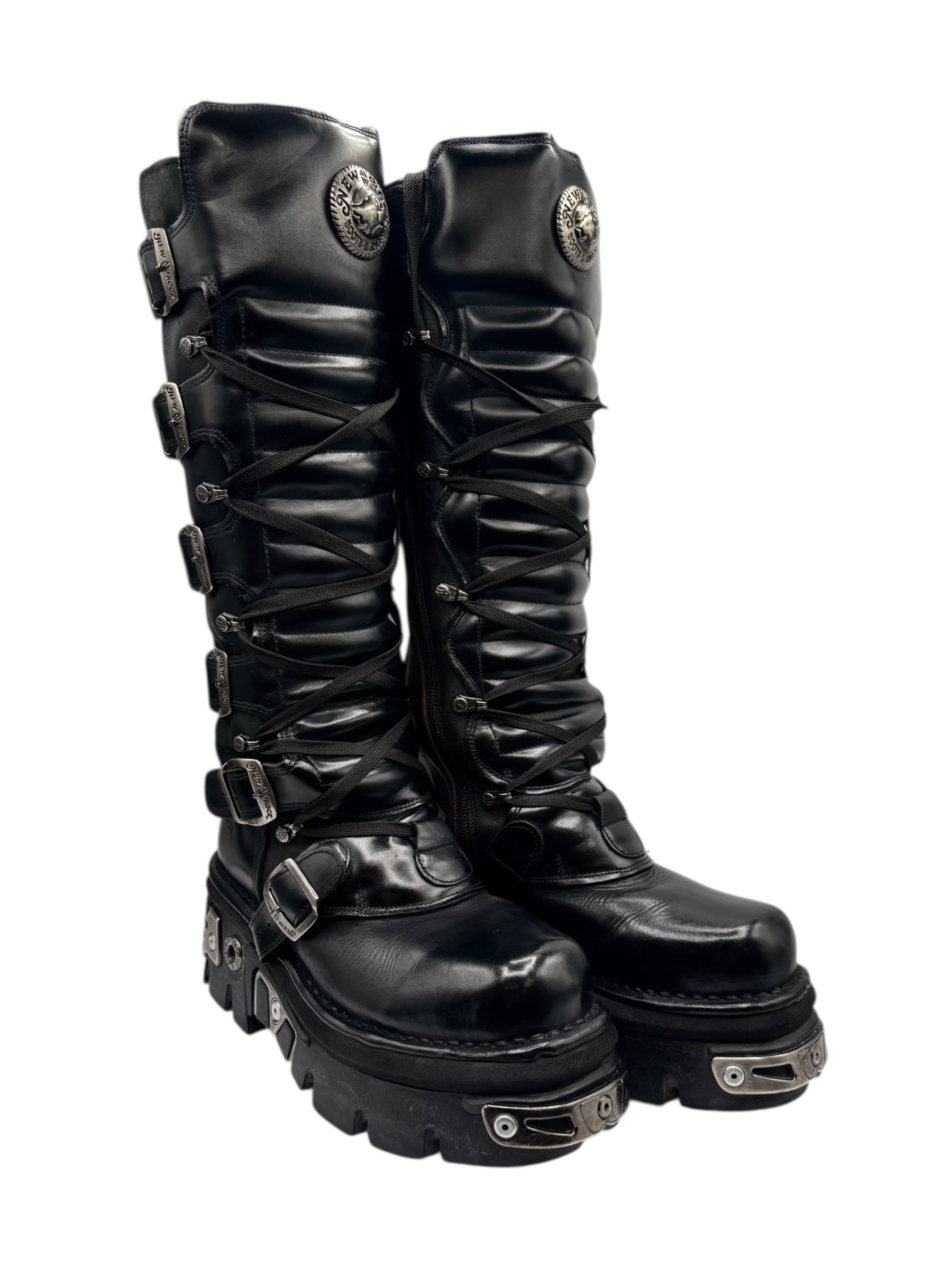 Vintage New Rock knee high reactor leather boots size 39
