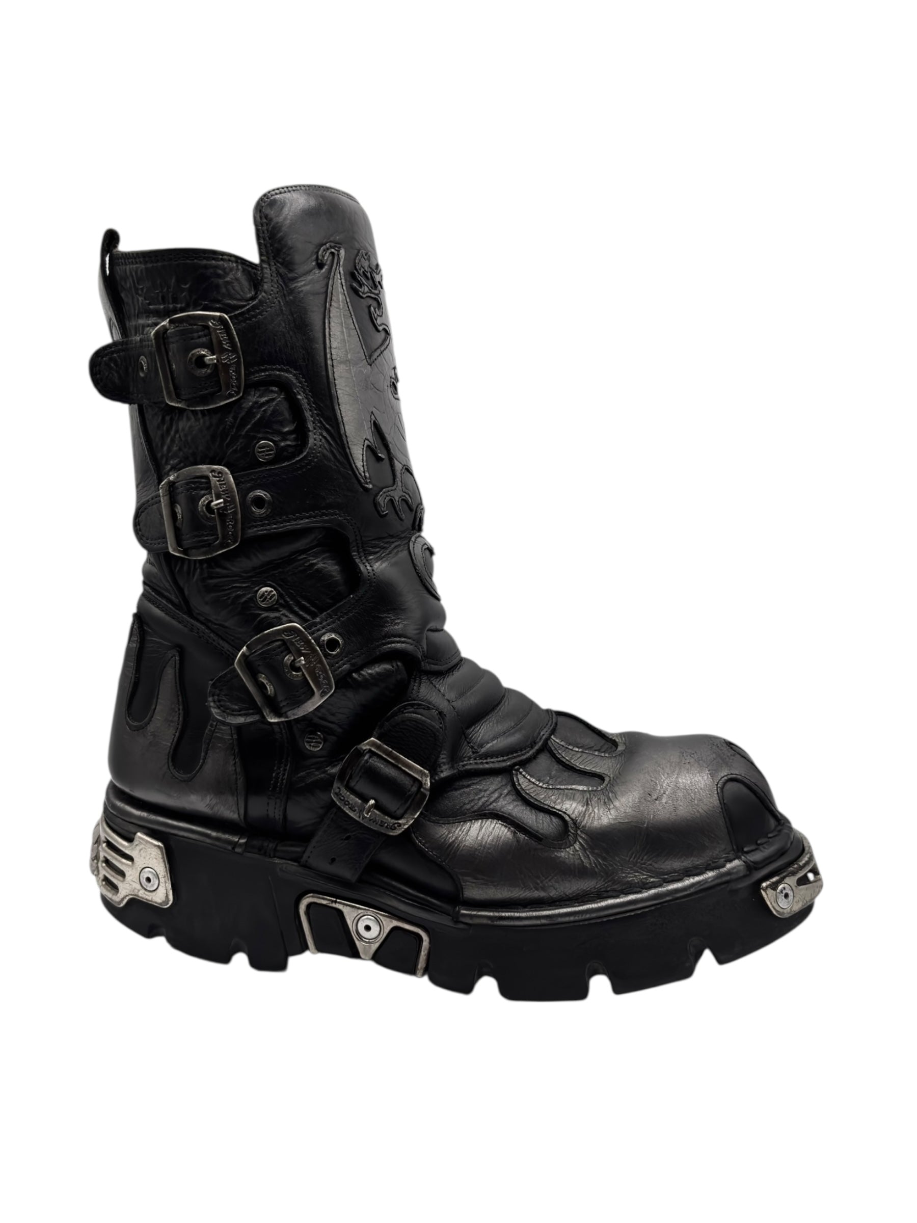 Vintage New Rock grey flame dragon reactor boots size 44