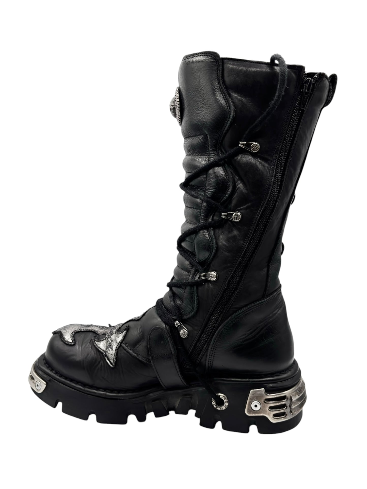 Vintage New Rock knee high cross reactor leather boots
