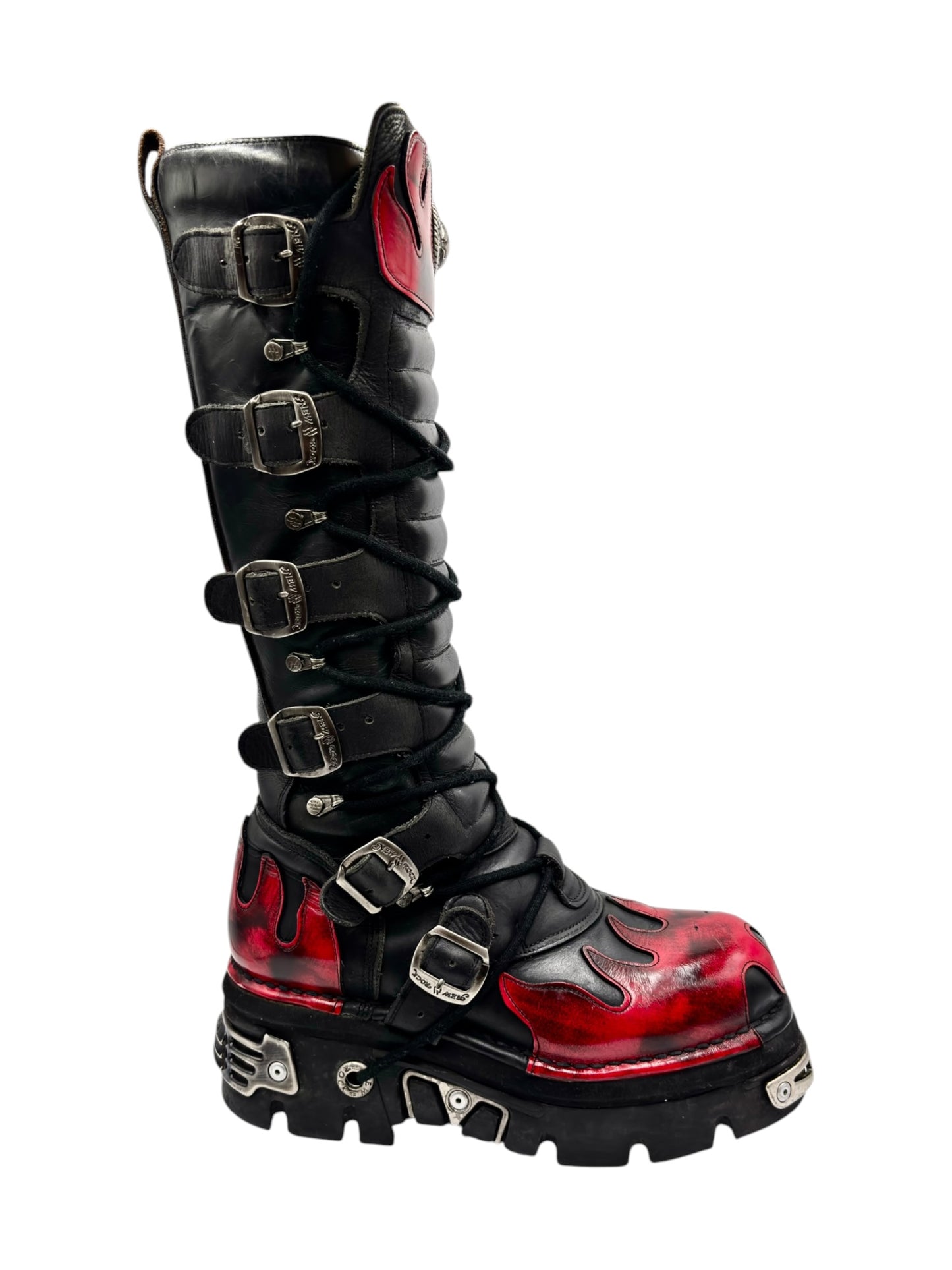 Vintage New Rock knee high ruby reactor leather boots