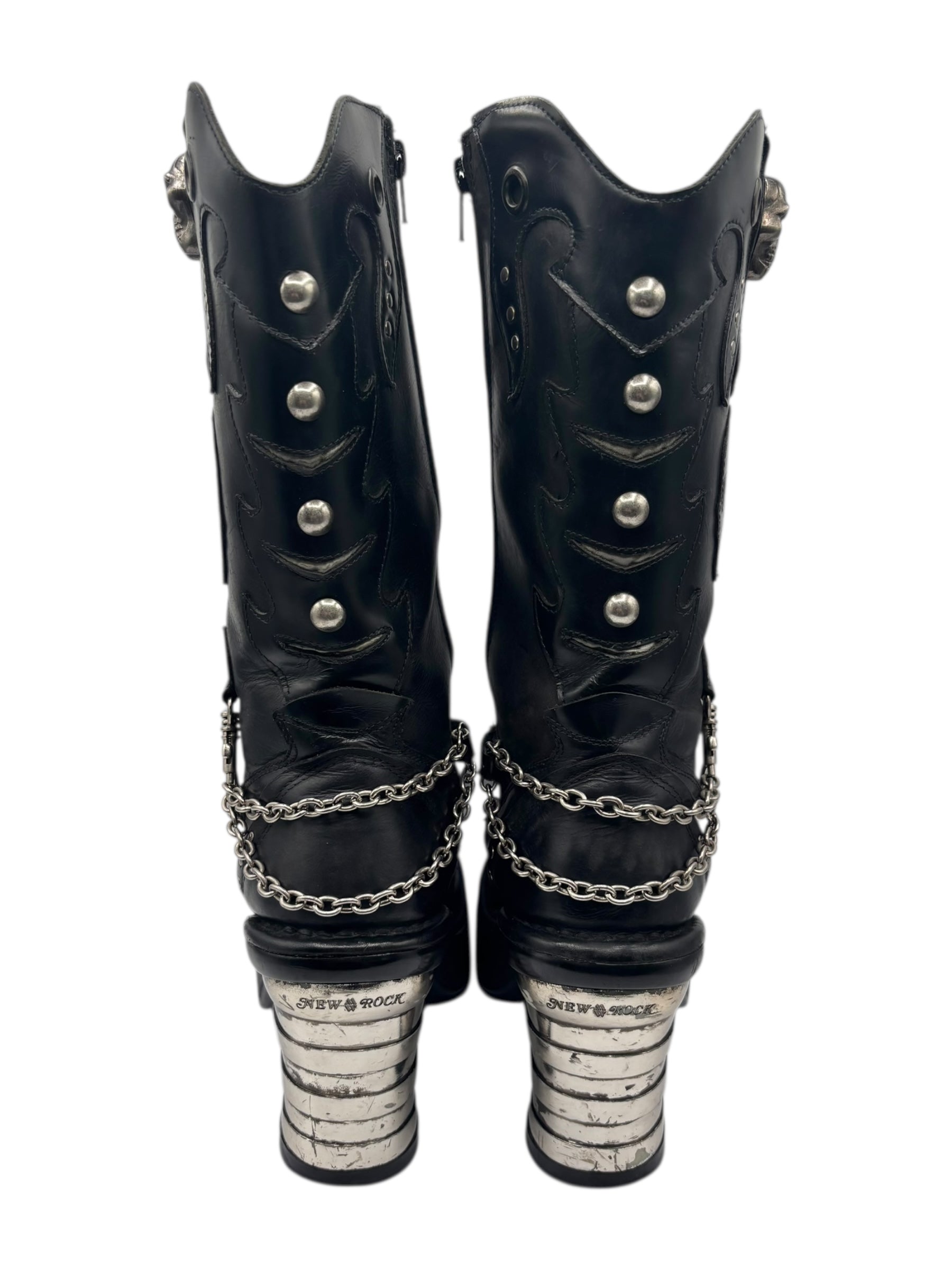 Vintage New Rock goth leather platform boots size 39