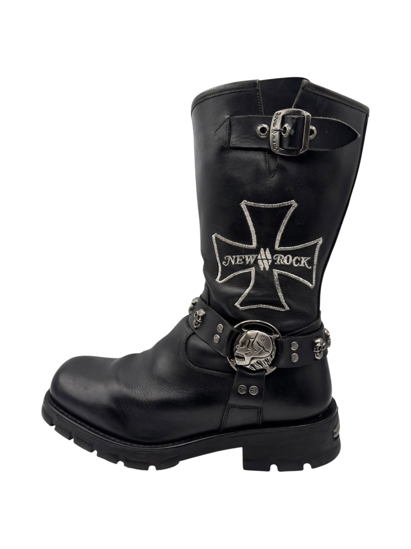 Vintage New Rock leather biker boots size 43