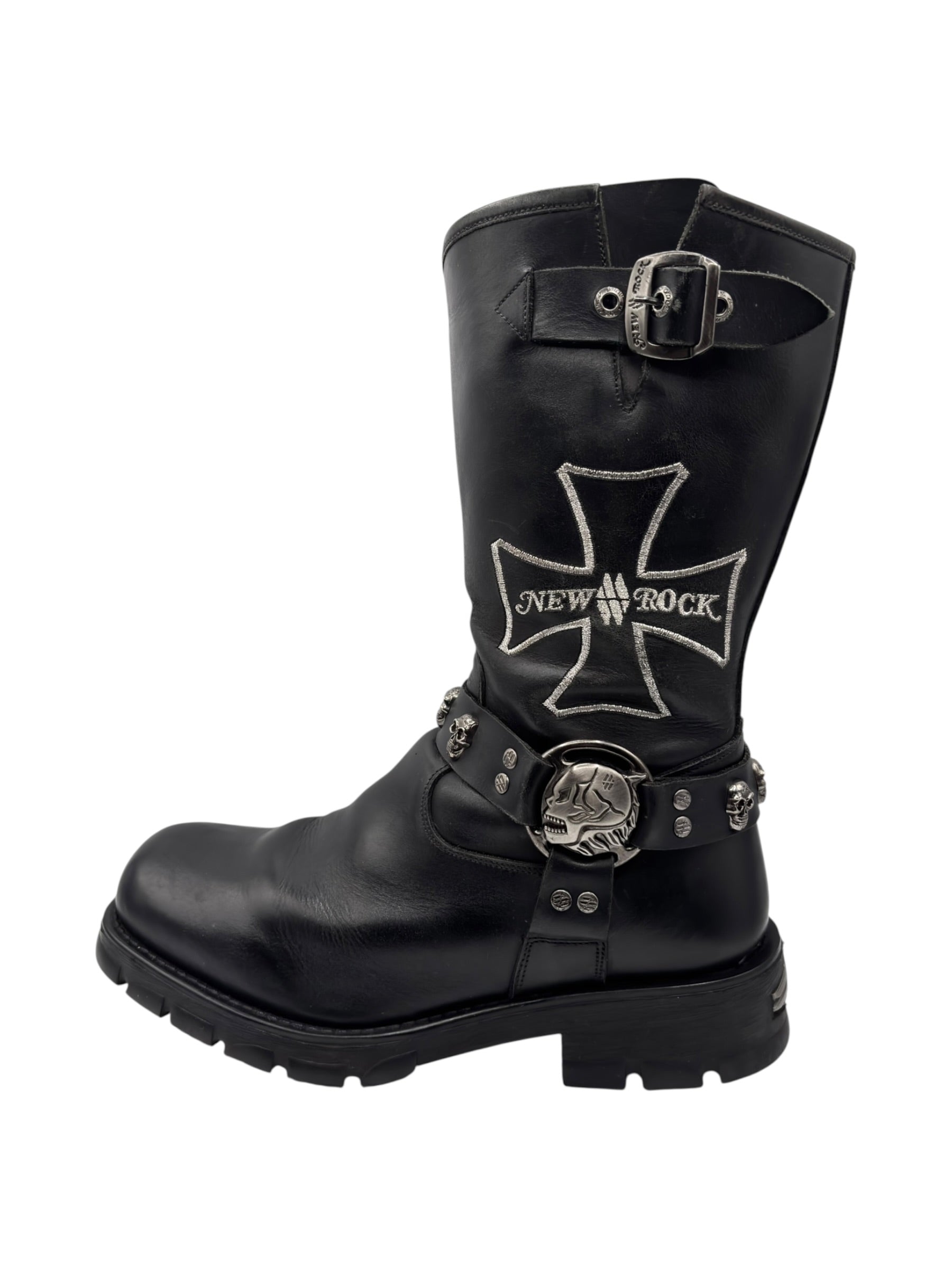 Vintage New Rock leather biker boots size 43