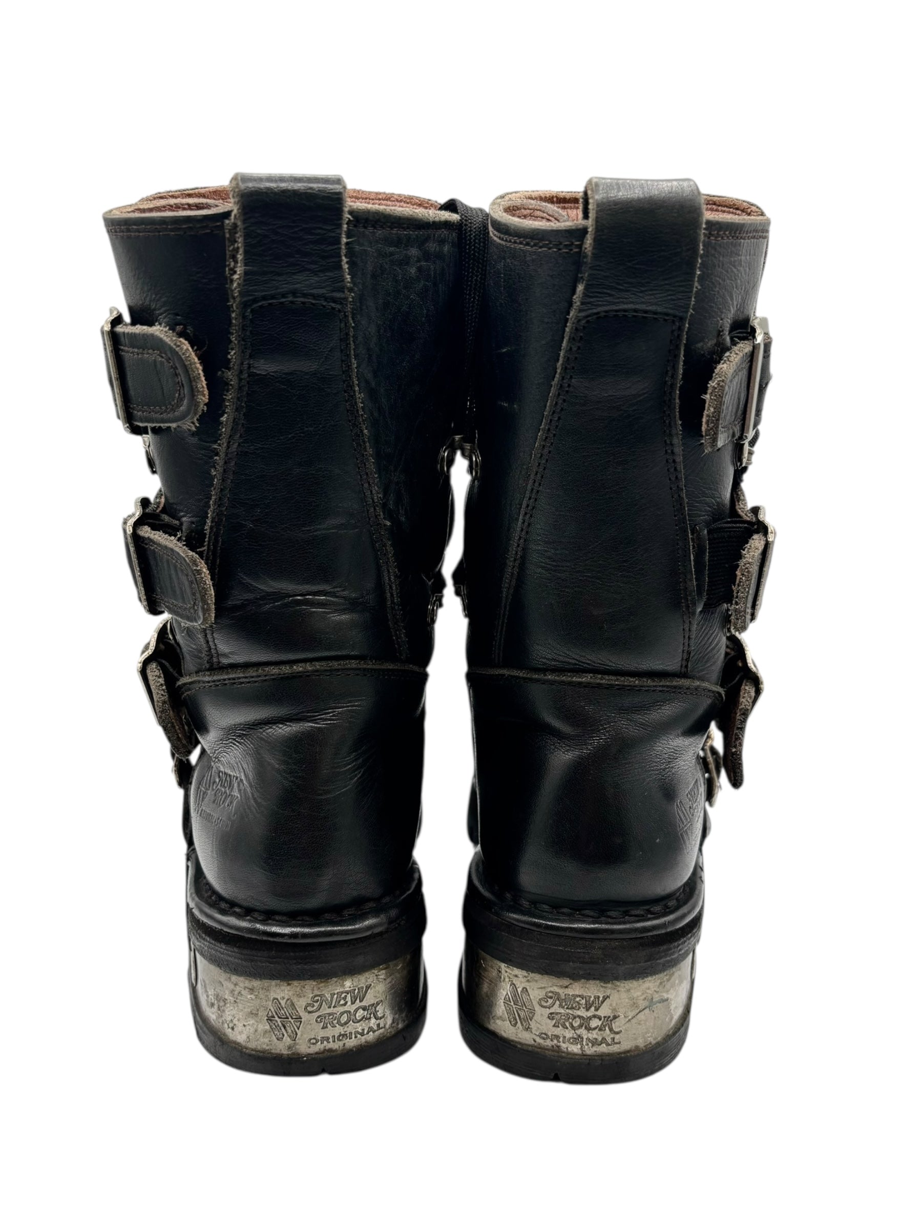 Vintage New Rock leather mid-calf boots from early 90s size 38