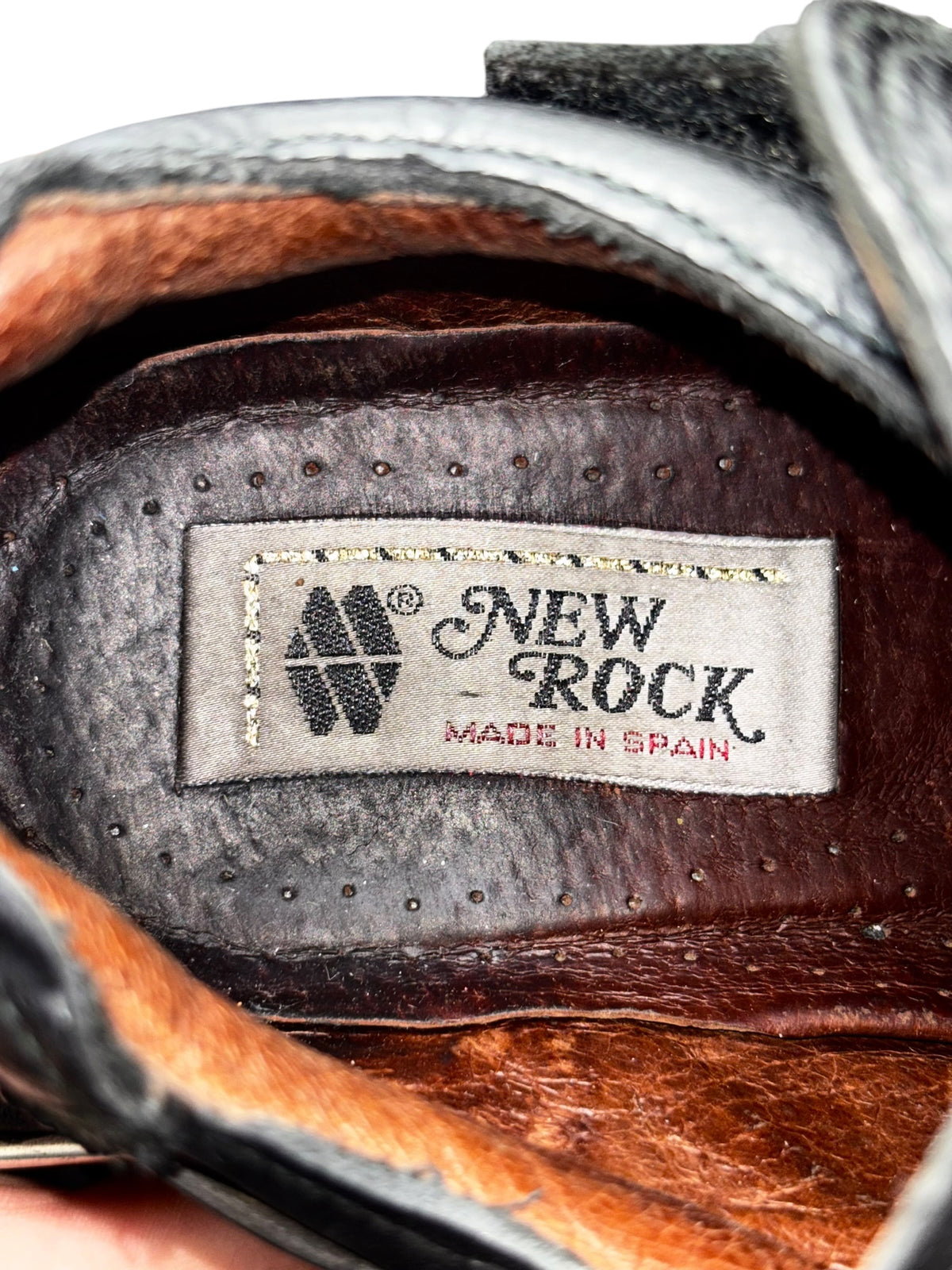 Vintage New Rock platform boots: burgundy interior lining with New Rock label
