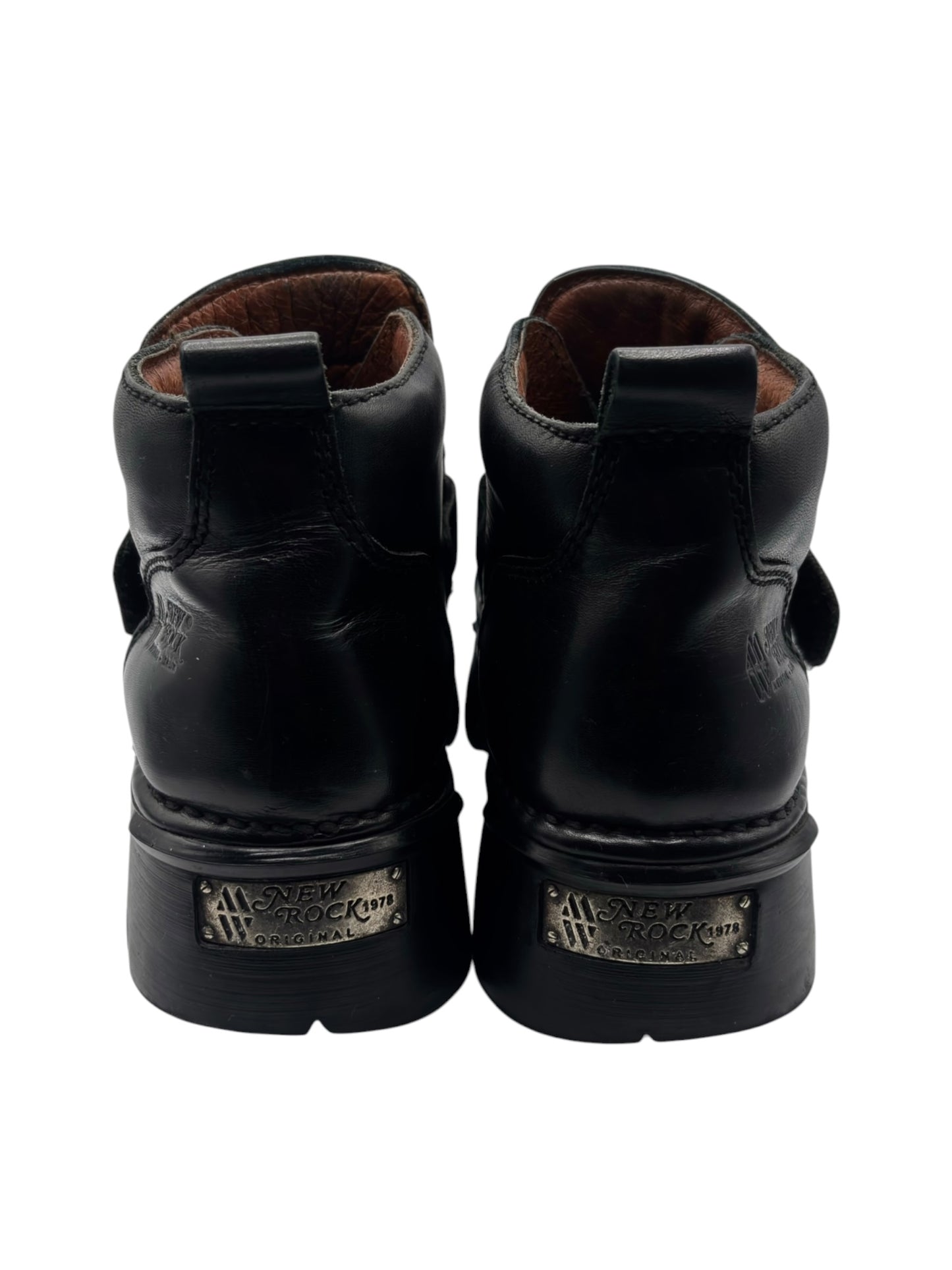 Vintage New Rock leather velcro strap platform boots