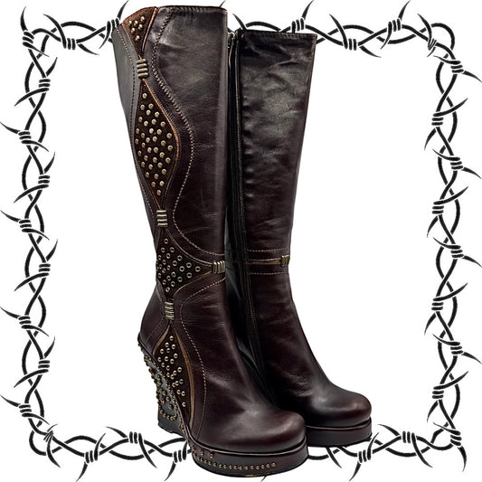 Beautiful vintage El Dantes knee high wedge boots