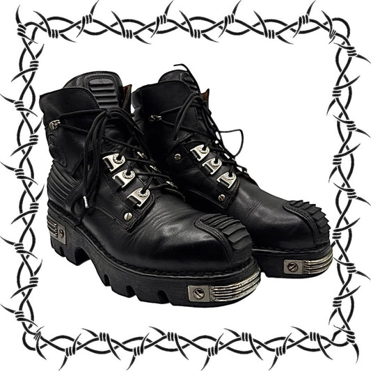 Vintage New Rock lace-up reactor leather platform boots