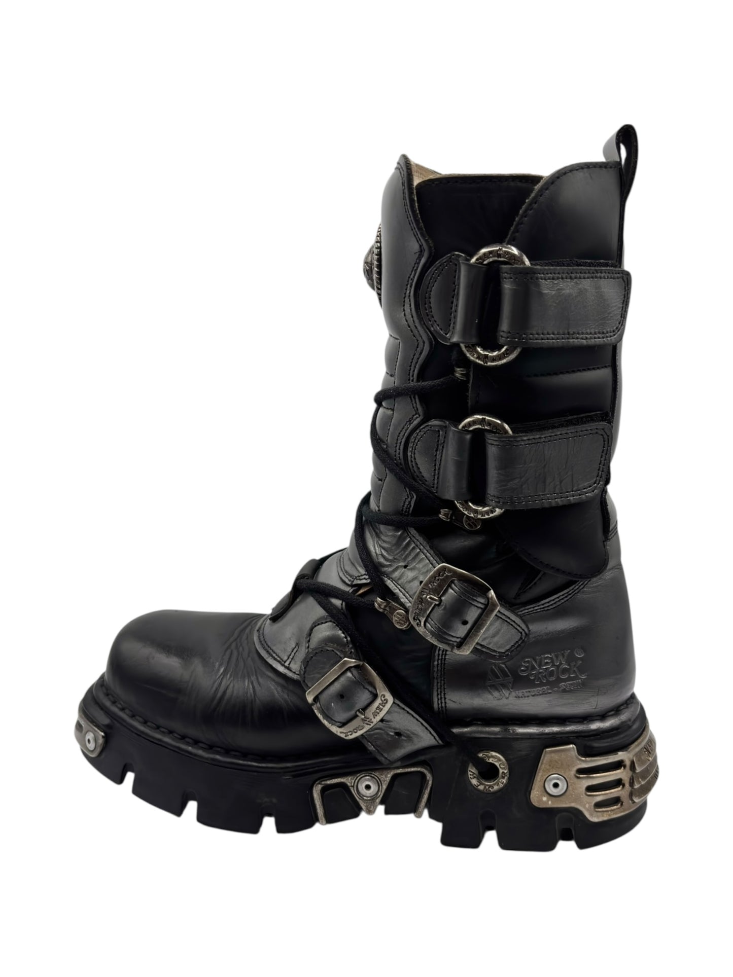 Vintage New Rock grey mid-calf reactor leather boots