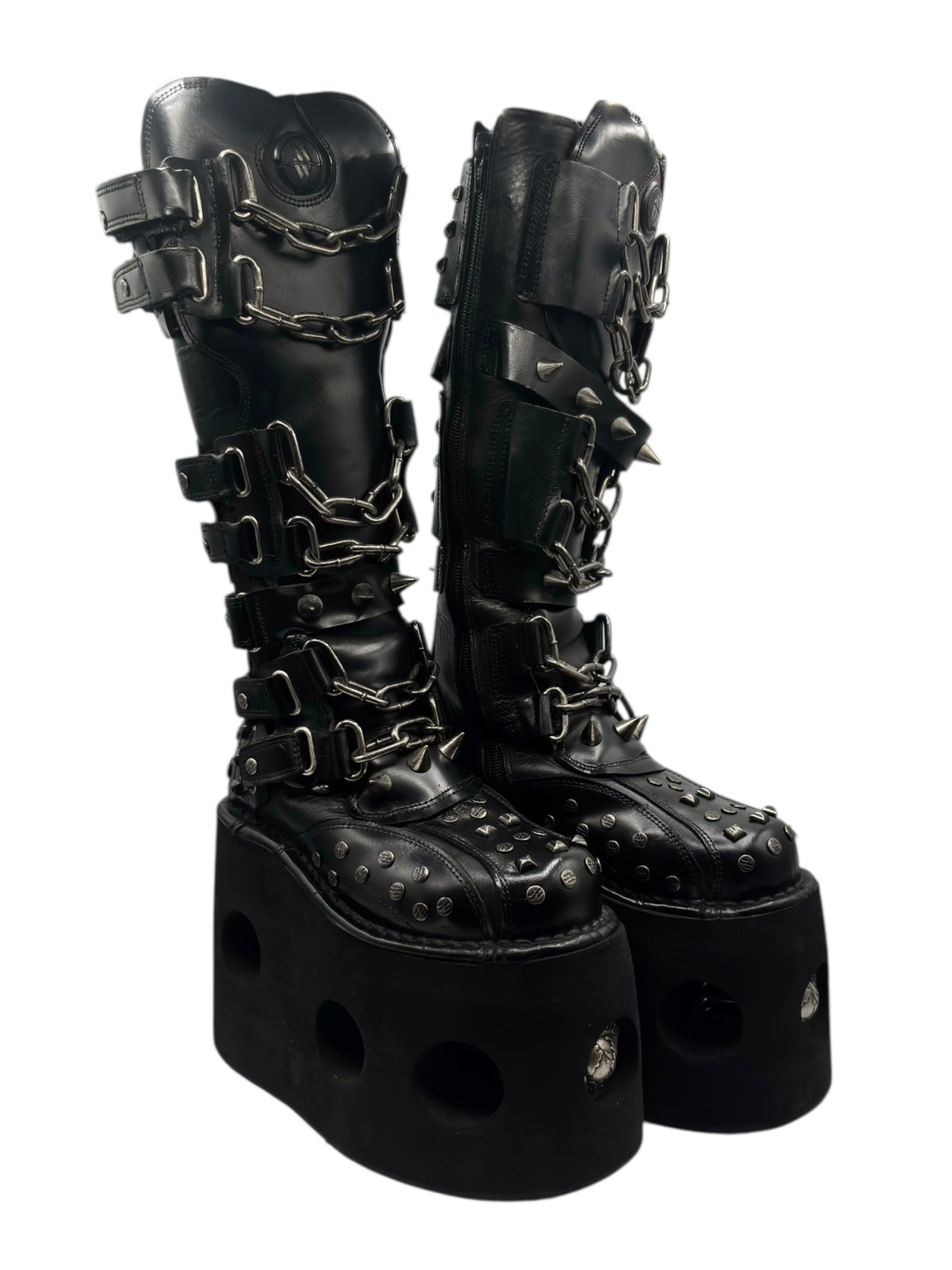 Vintage New Rock jupiter studded knee high platform boots size 36