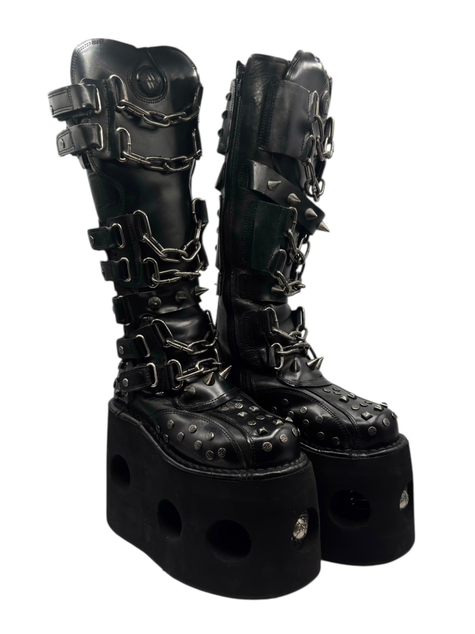 Vintage New Rock jupiter studded knee high platform boots size 36