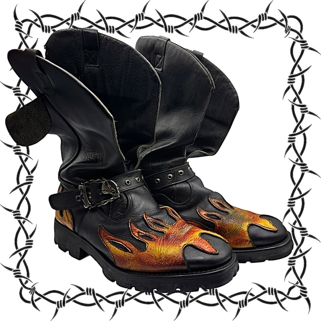 Vintage New Rock leather biker boots