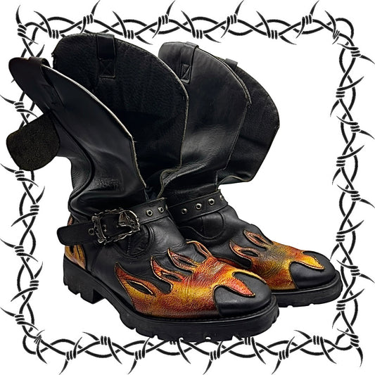 Vintage New Rock leather biker boots