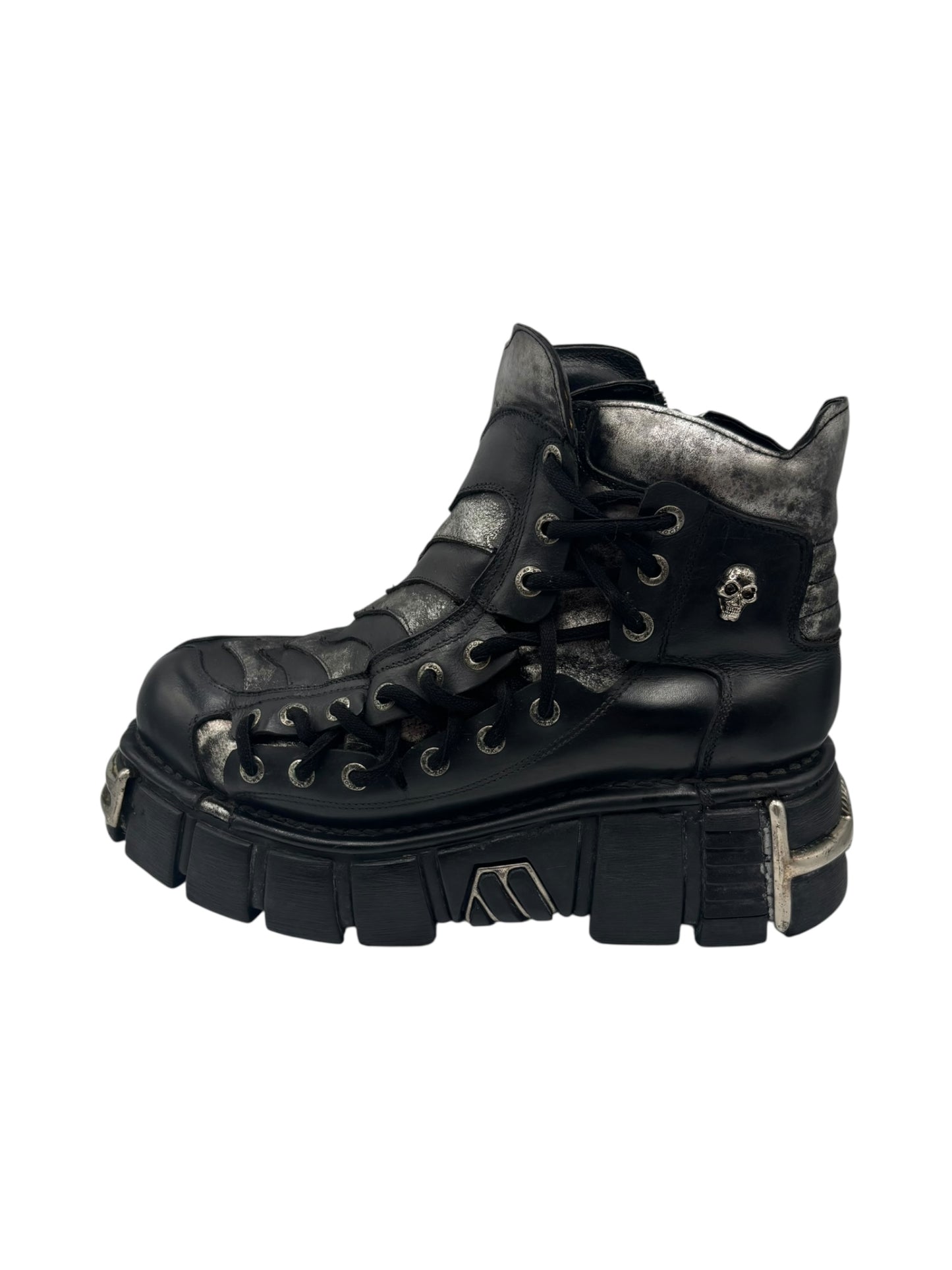 SUPER RARE vintage New Rock side lace platform boots size 44