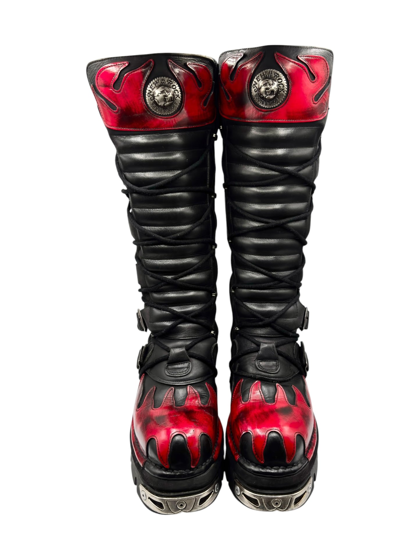Vintage New Rock knee high ruby reactor leather boots