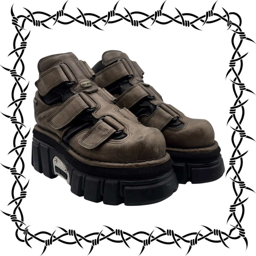 Vintage New Rock brown terminator platform boots