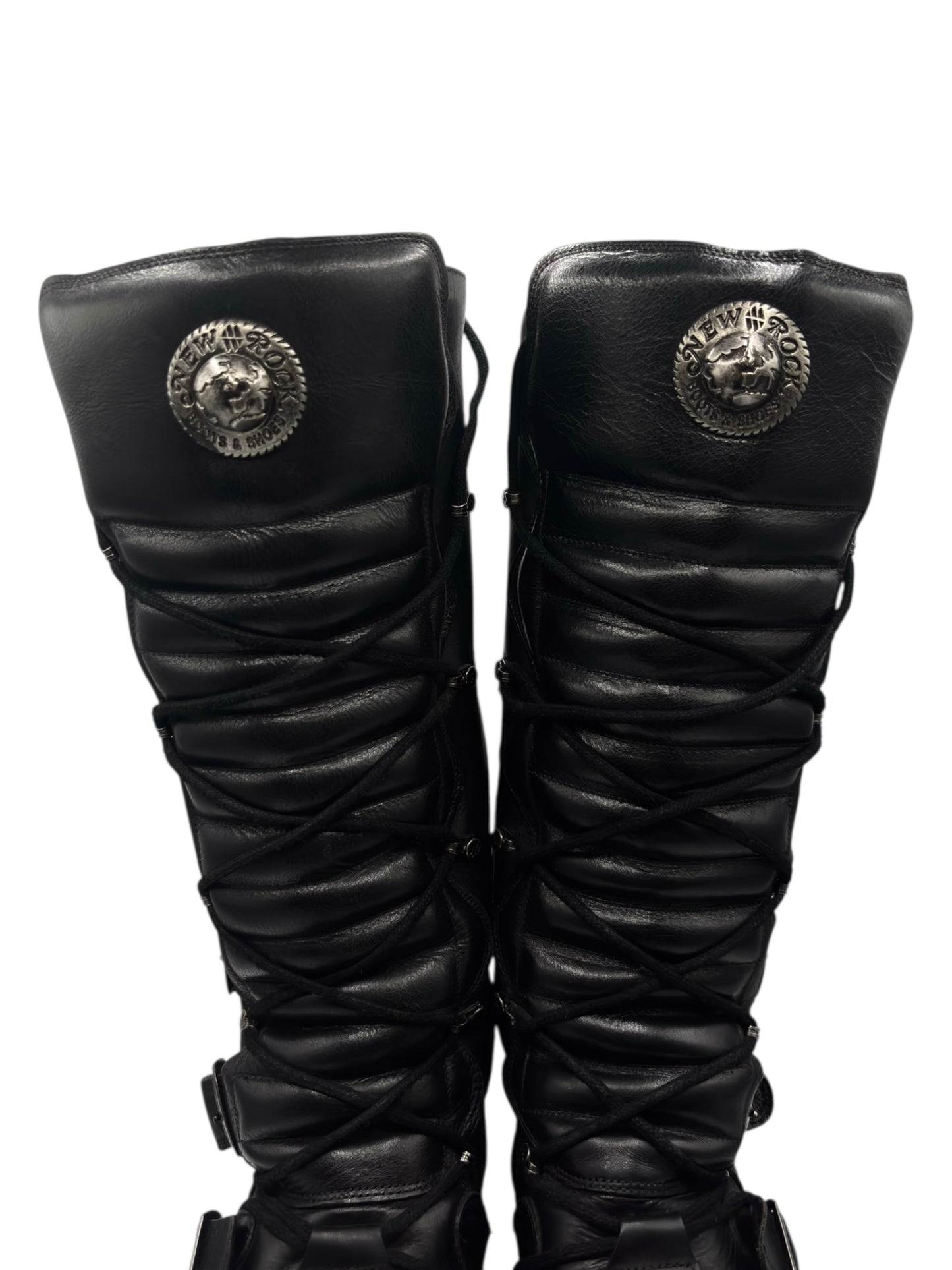 Vintage New Rock knee high reactor leather boots size 38