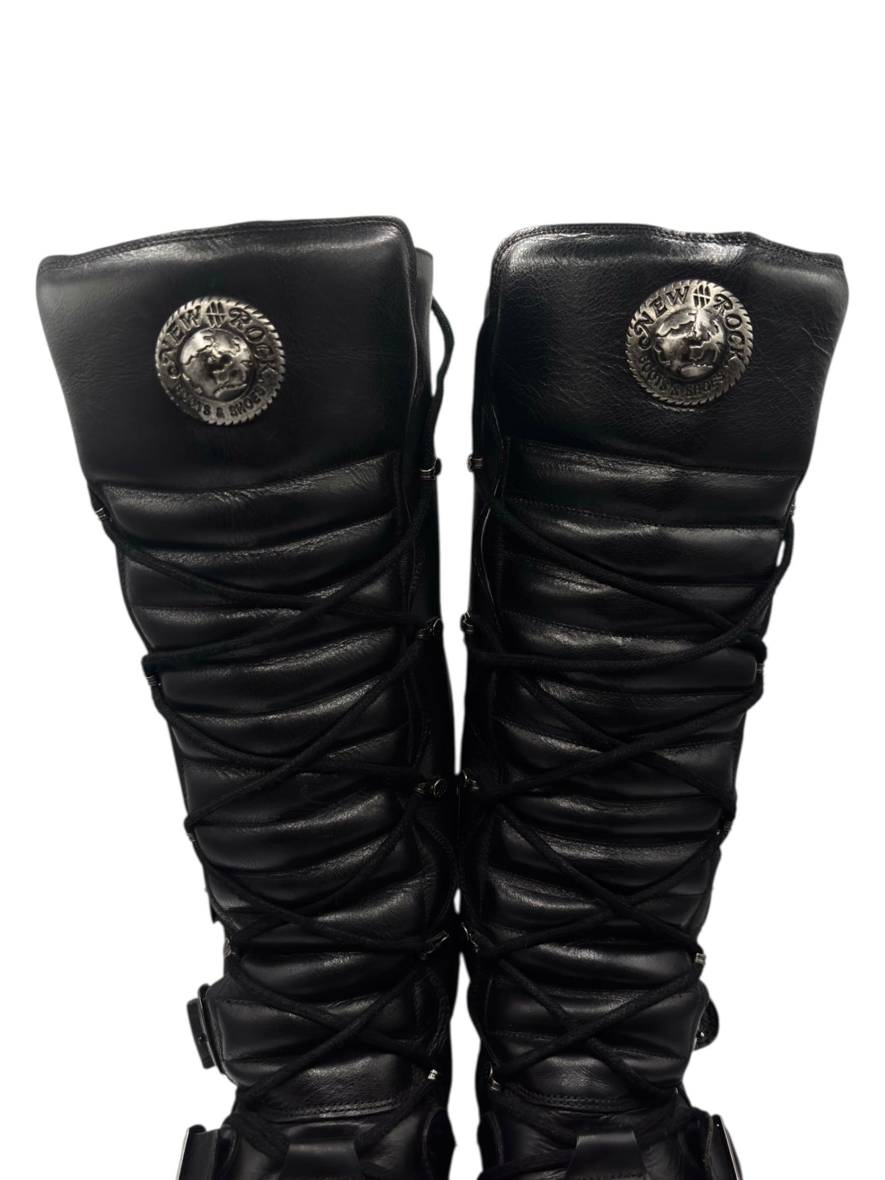 Vintage New Rock knee high reactor leather boots size 38