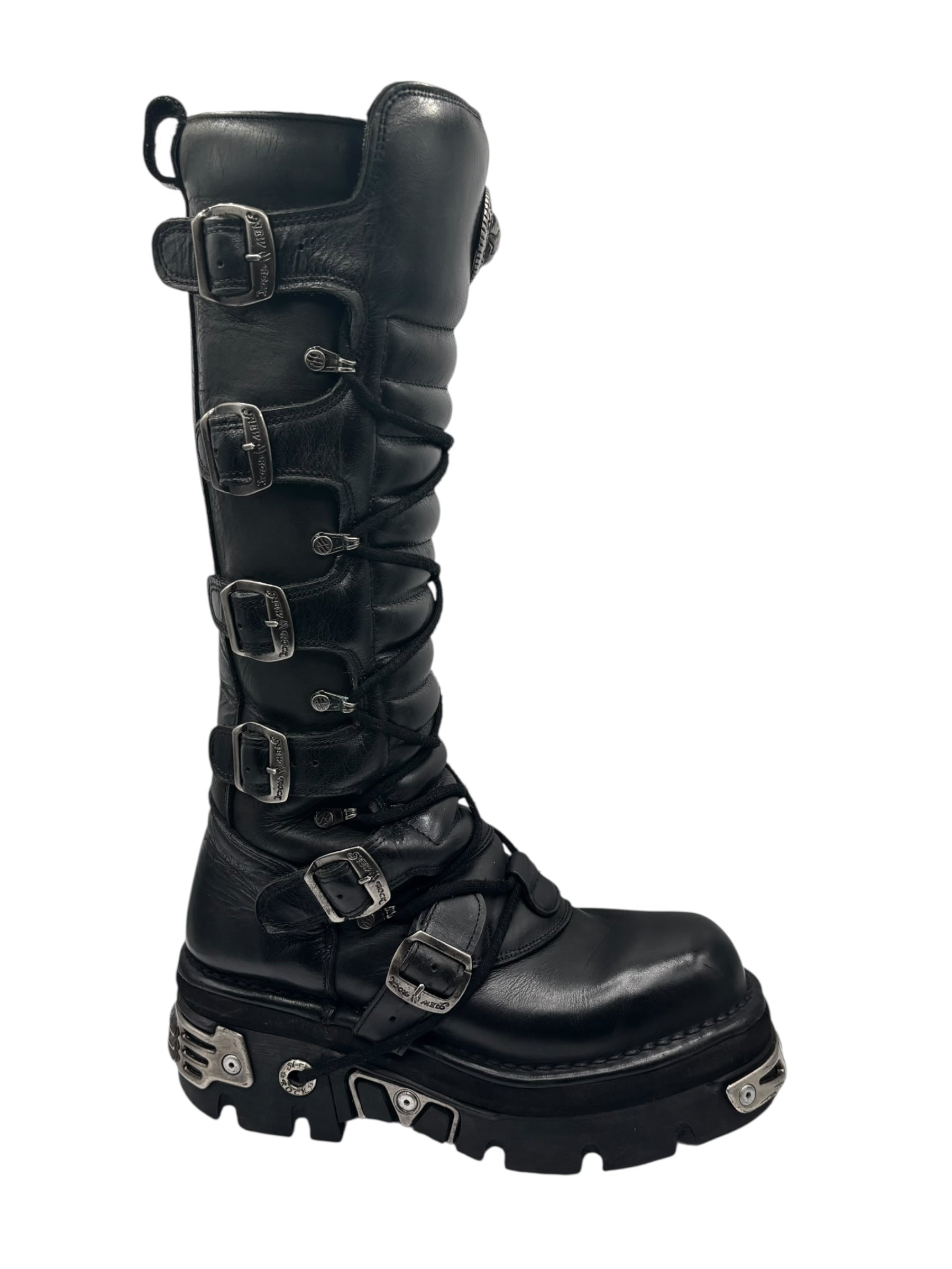 Vintage New Rock knee high reactor leather boots size 42