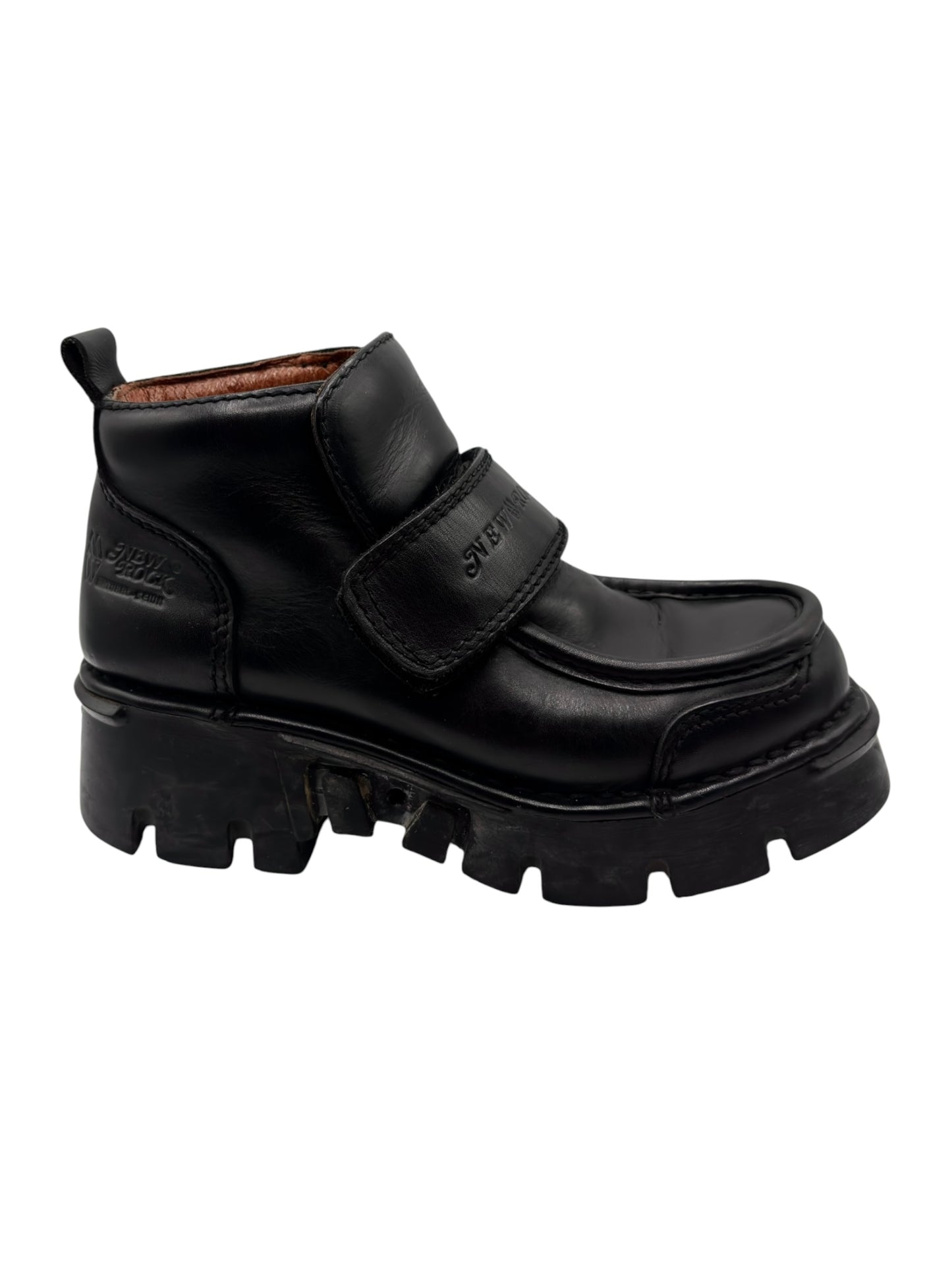 Vintage New Rock leather velcro strap platform boots
