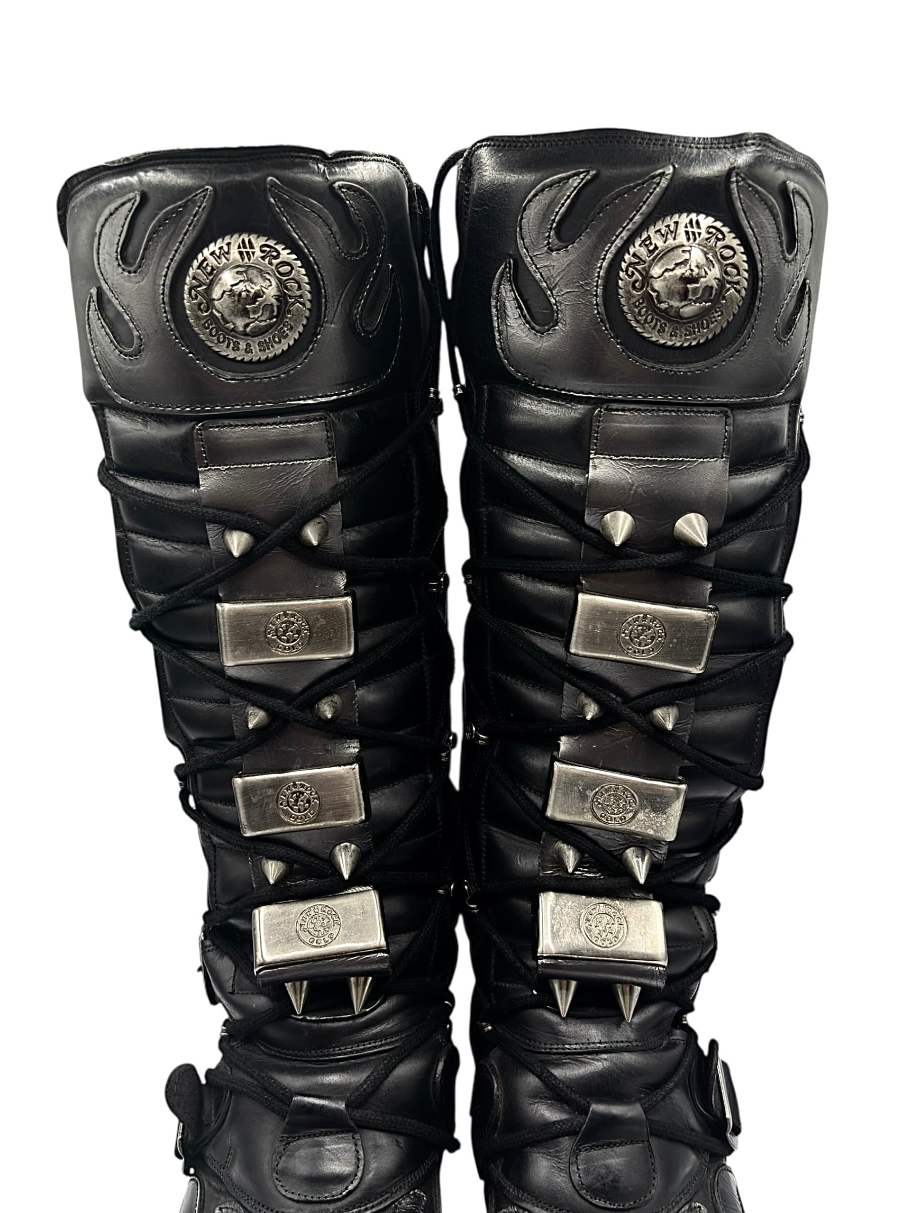 Vintage New Rock knee high reactor leather boots size 42