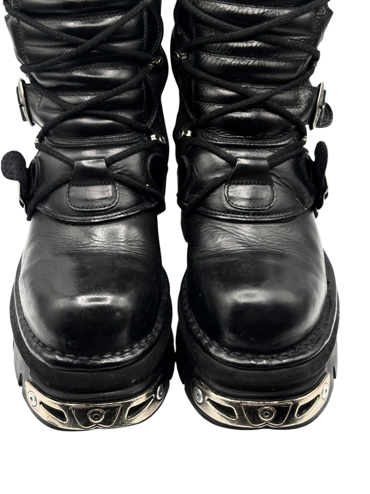 Vintage New Rock reactor mid-calf leather boots