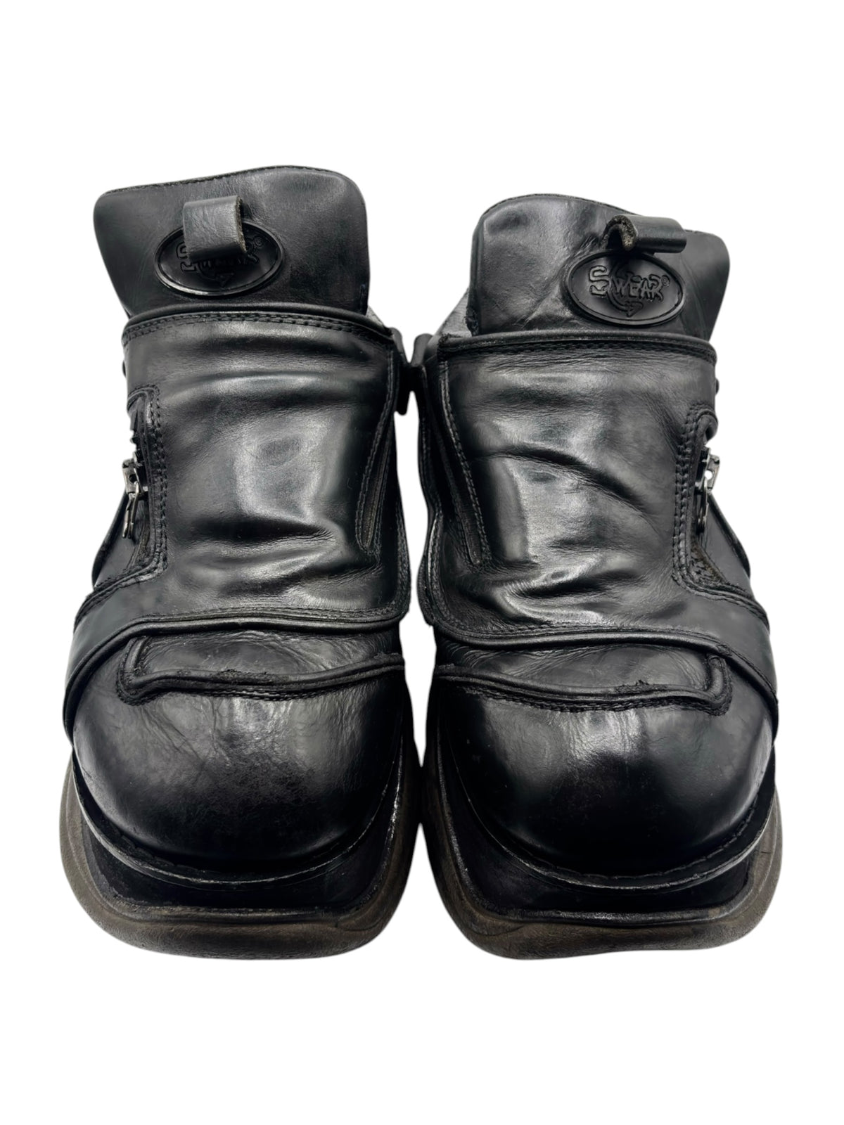 Vintage Swear London platform boots, black leather ankle straps and buckle