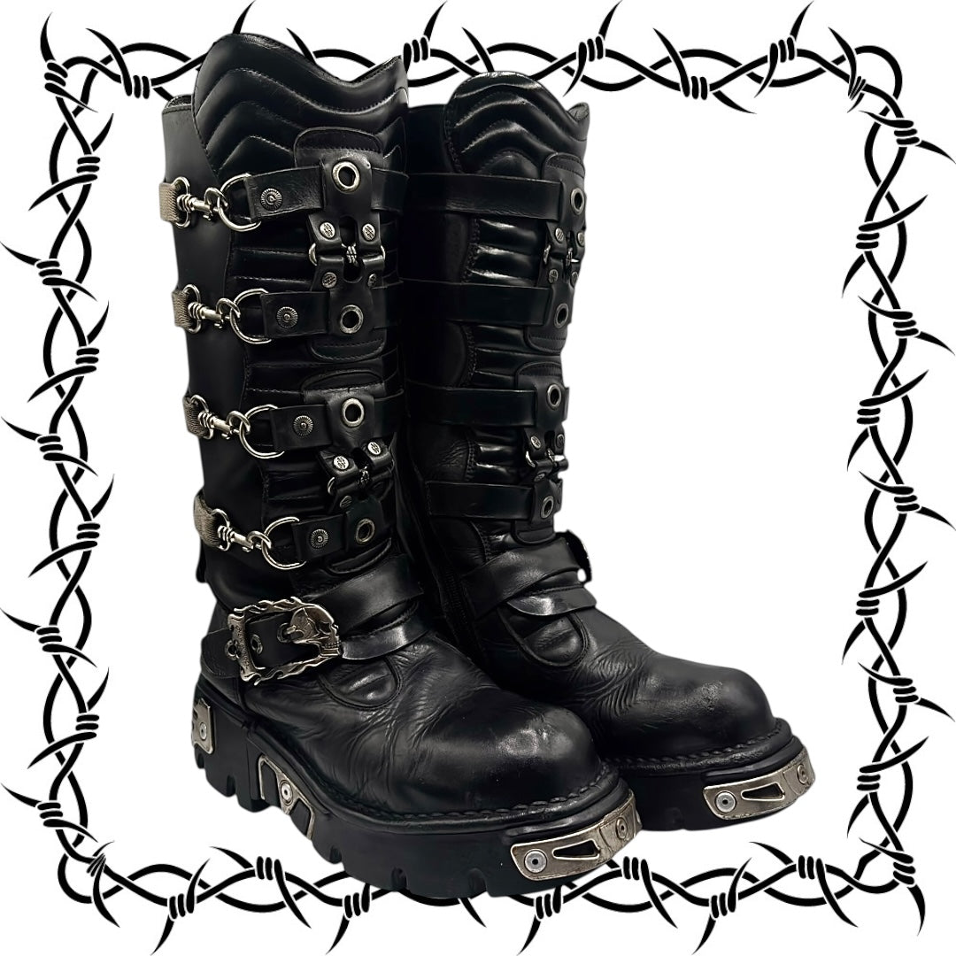 Vintage New Rock knee high reactor leather boots size 41